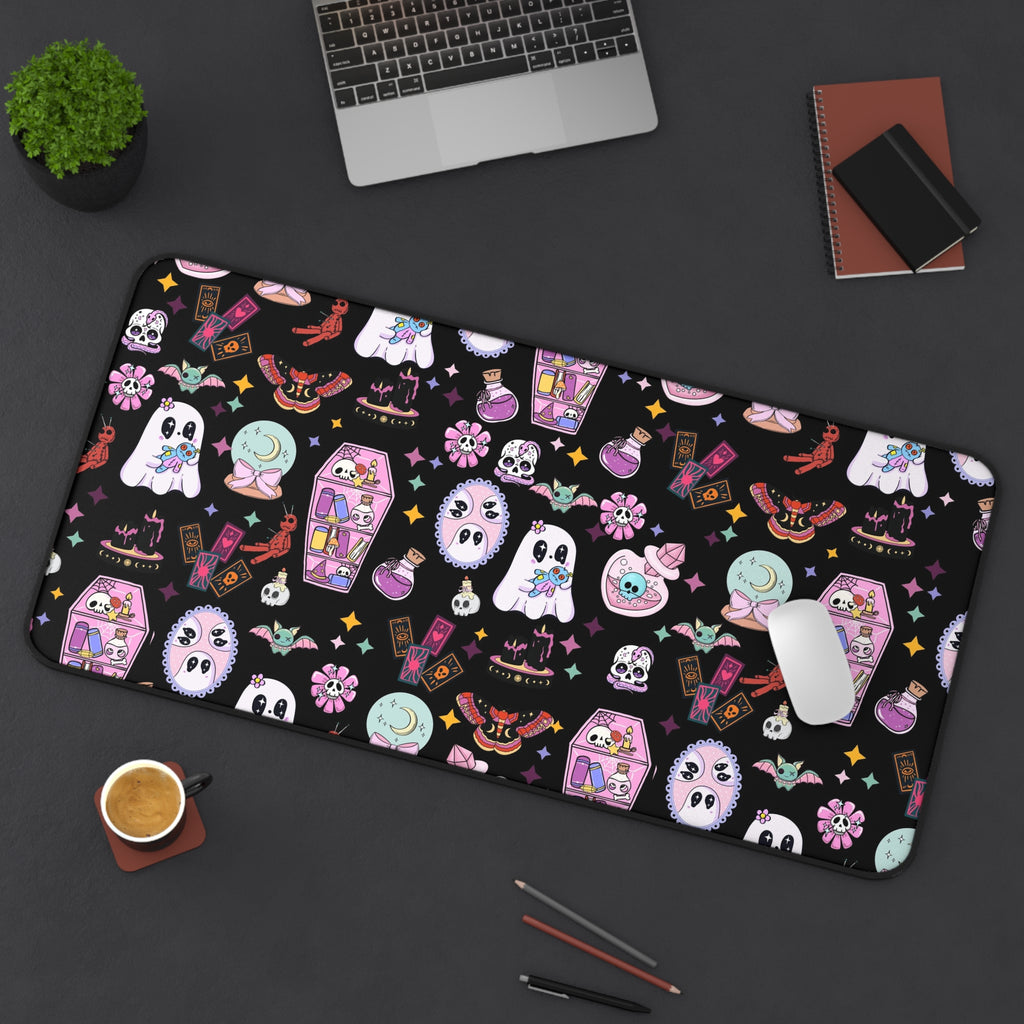 Cute Witchy Spooky Ghosts Desk Mat