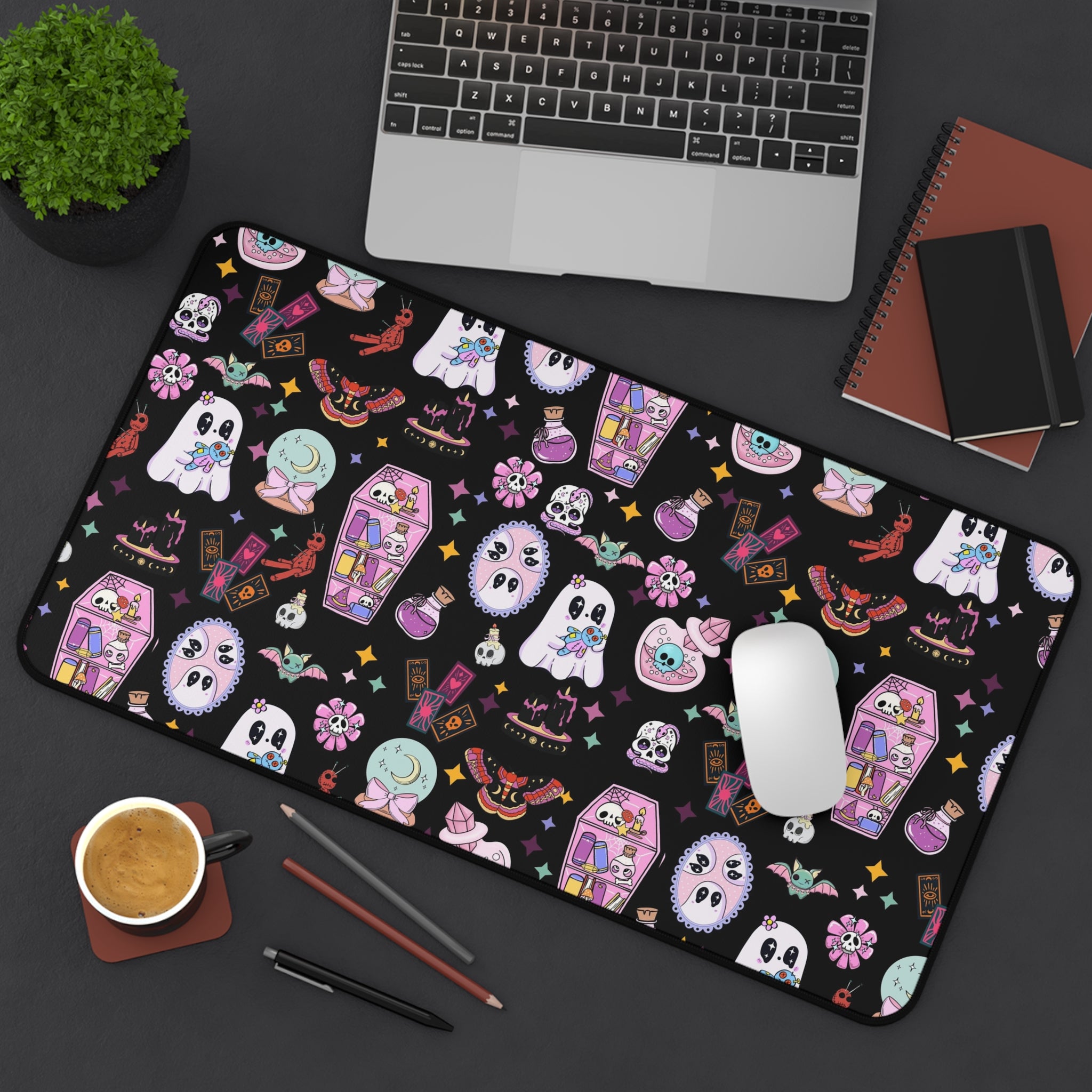 Cute Witchy Spooky Ghosts Desk Mat