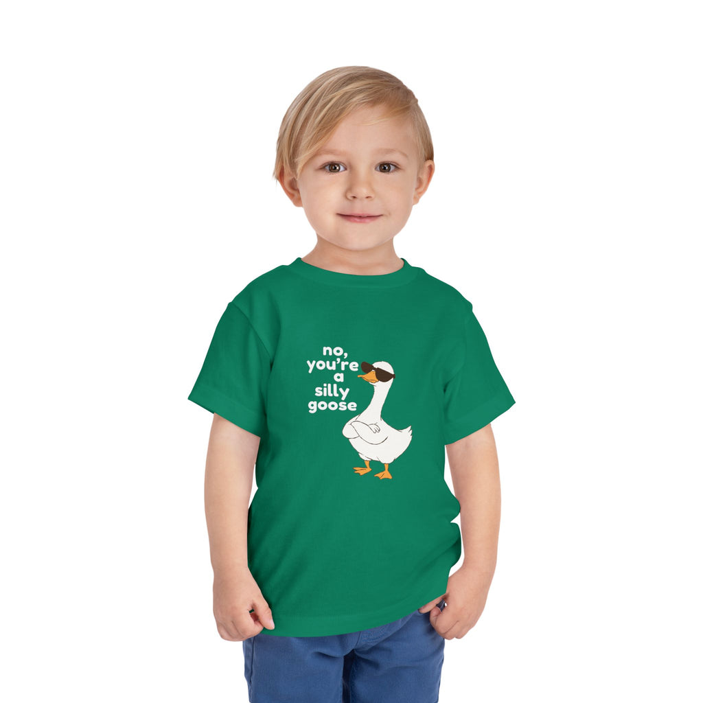 Toddler Tee – "No, You're a Silly Goose" Cute Cartoon Goose Shirt