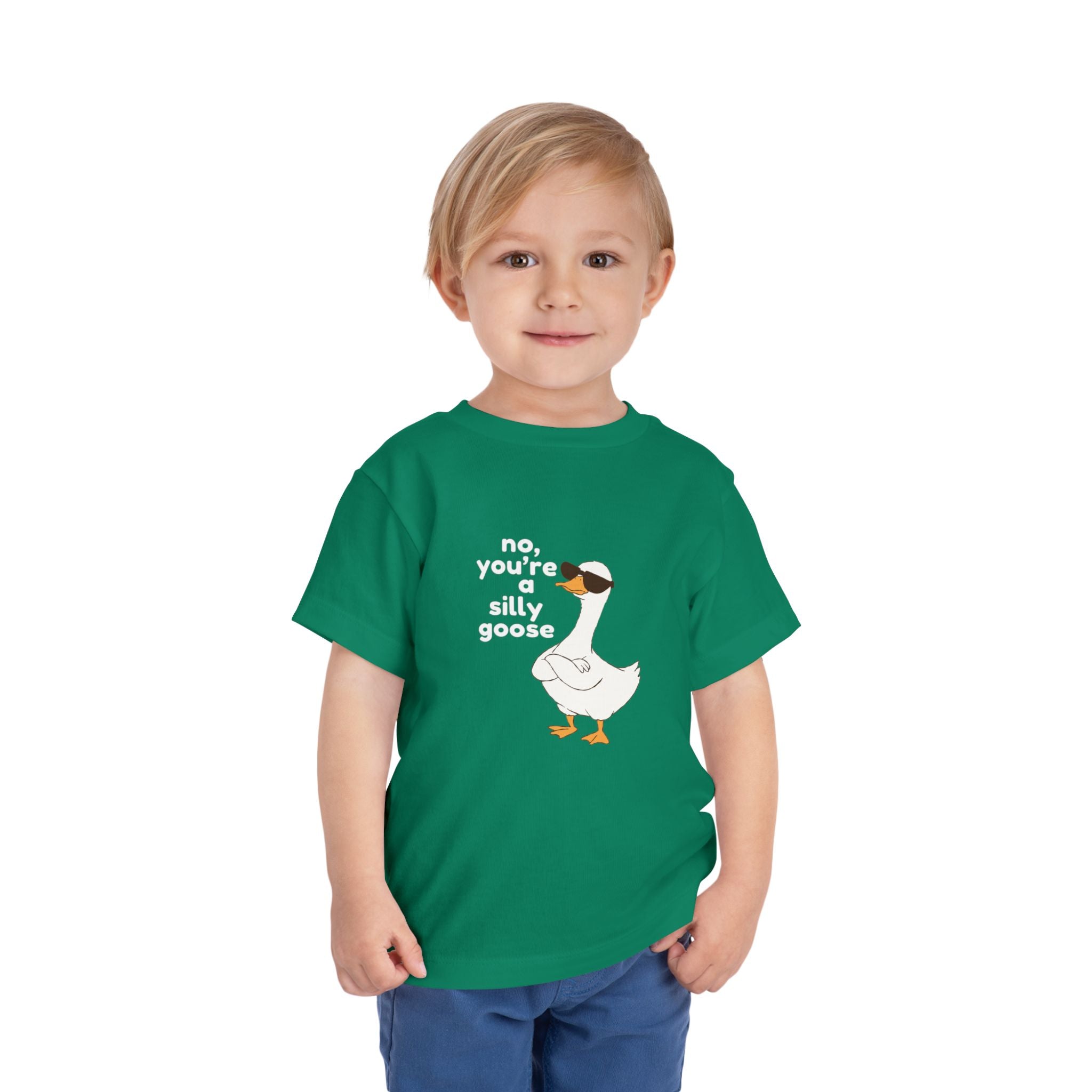 Toddler Tee – "No, You're a Silly Goose" Cute Cartoon Goose Shirt