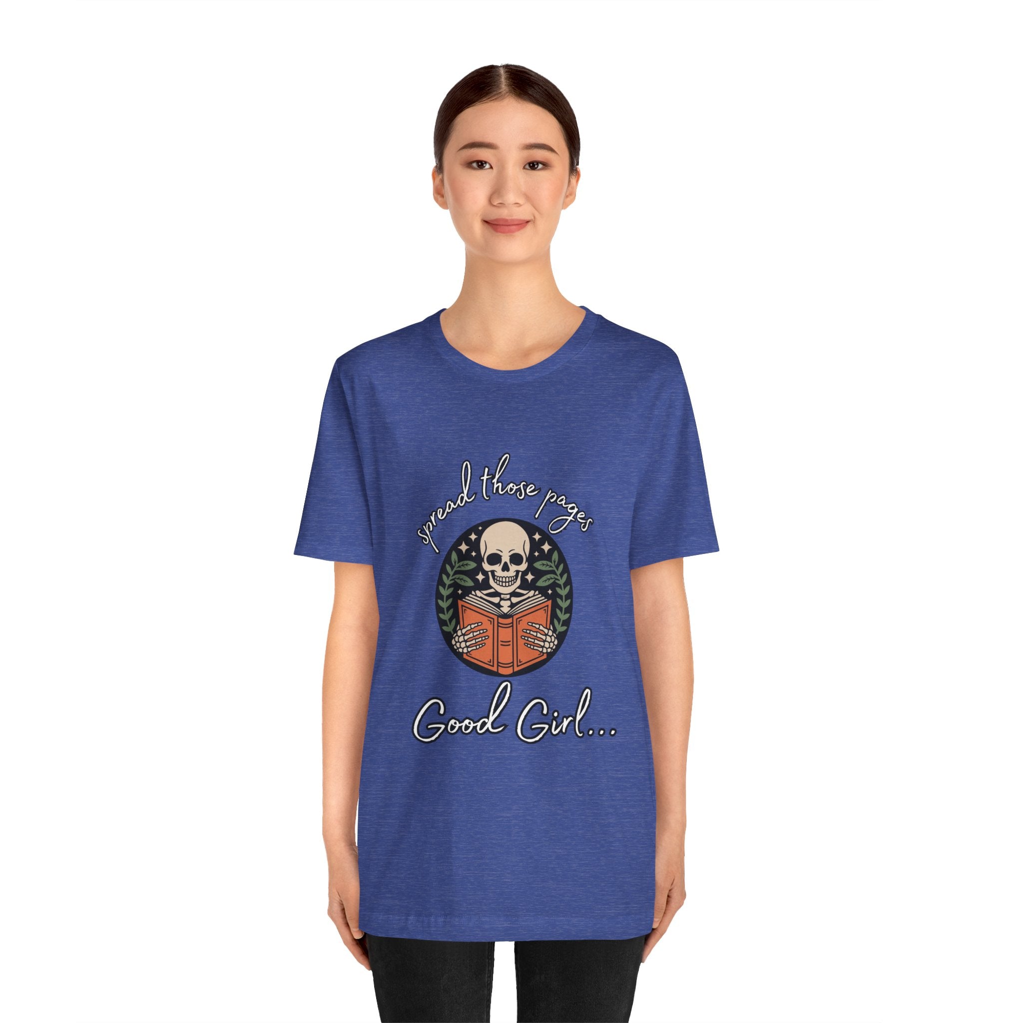 Skull Reading Tee – "Spread those Pages, Good Girl" Graphic T-Shirt