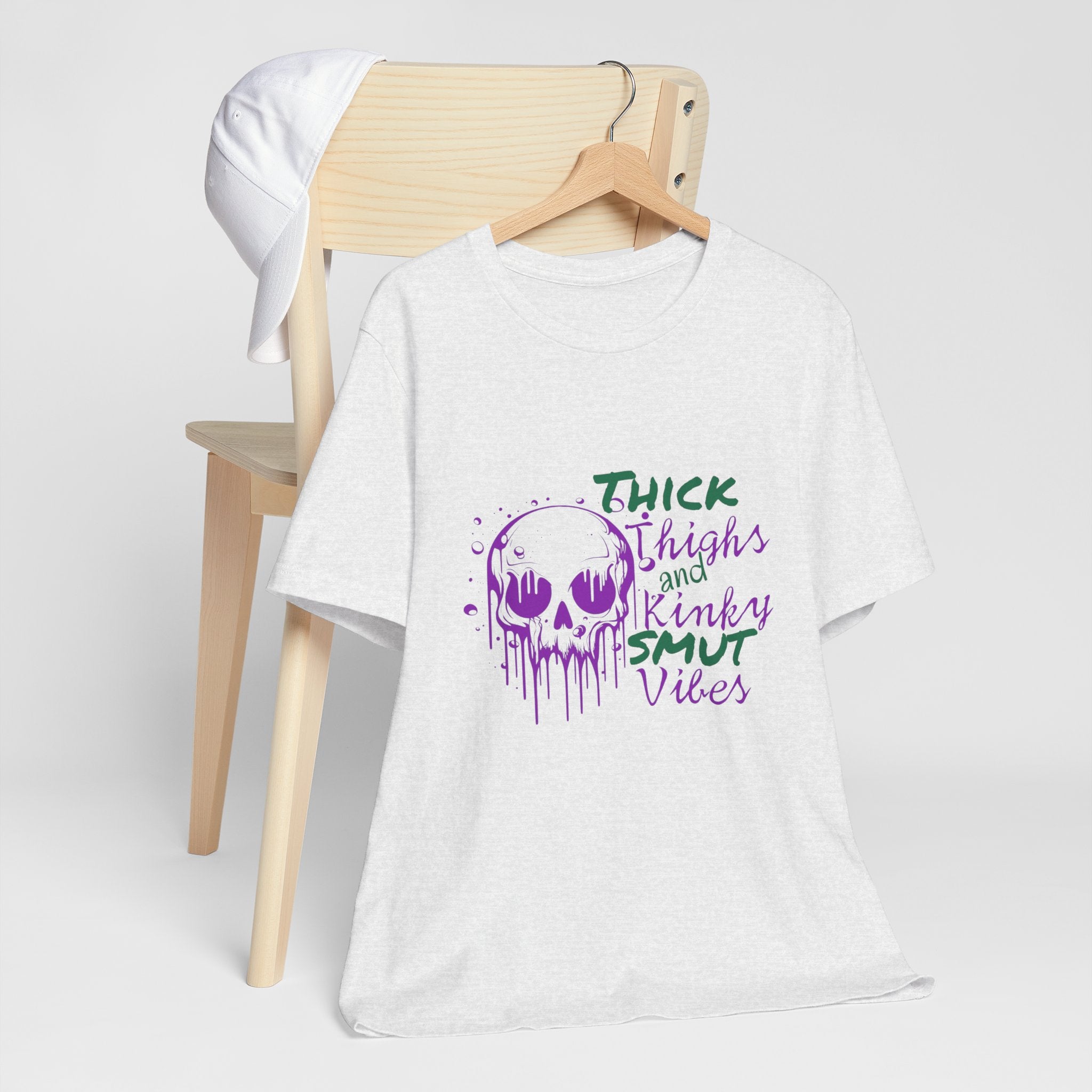Graphic Tee — "Thick Thighs and Kinky Smut Vibes" Skull Drip Design