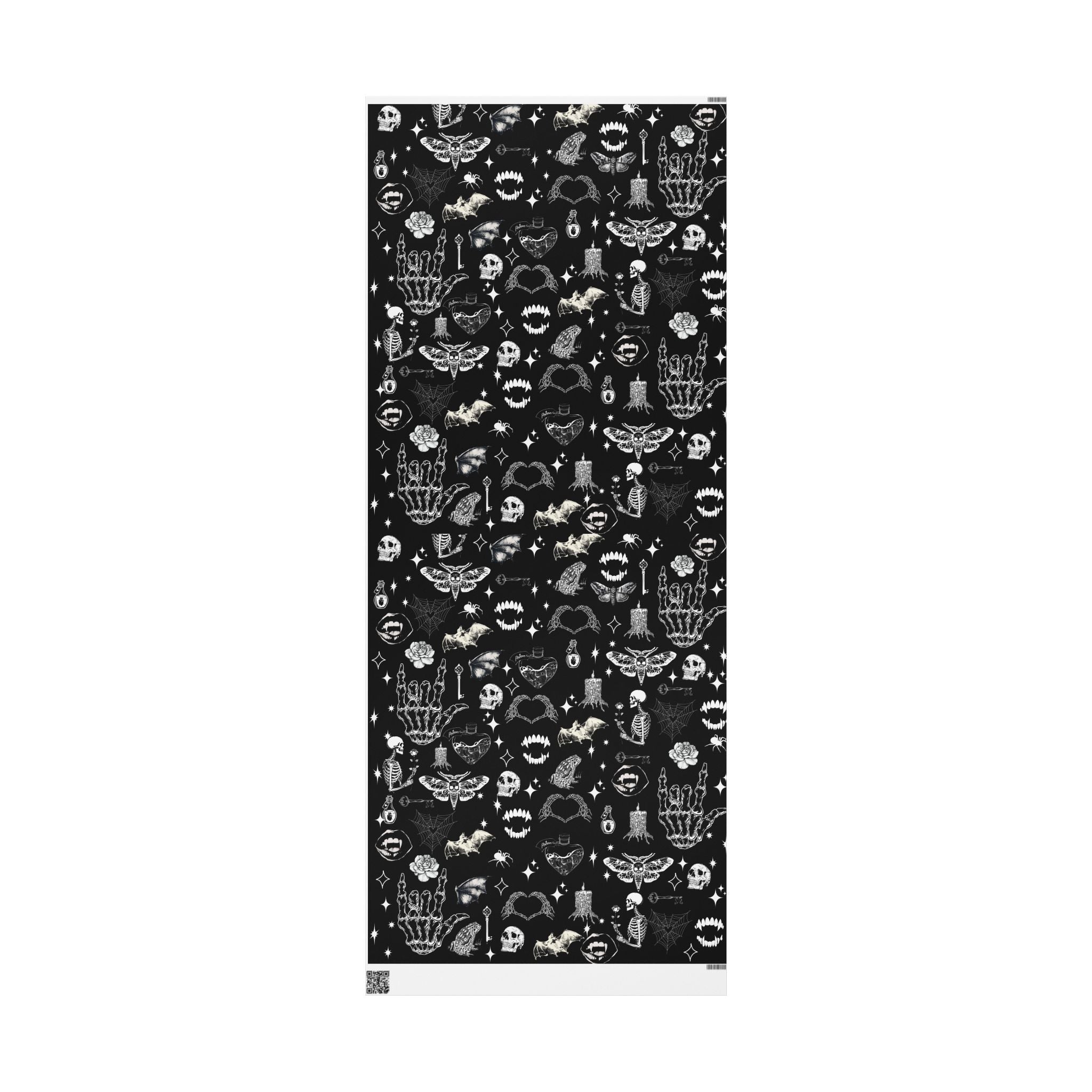 Halloween Black Skull & Spiderweb Wrapping Paper Roll — Spooky Gift Wrap
