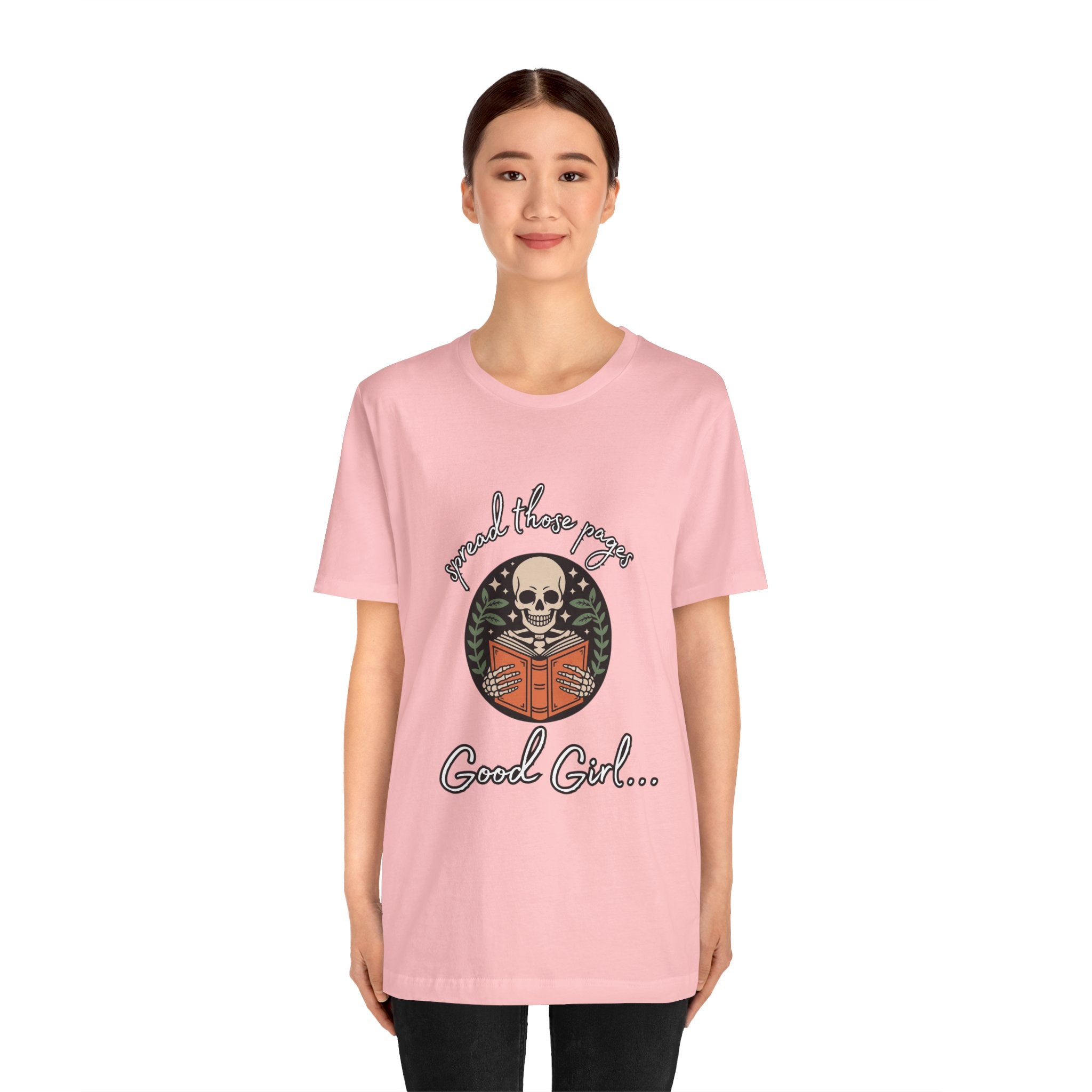 Skull Reading Tee – "Spread those Pages, Good Girl" Graphic T-Shirt