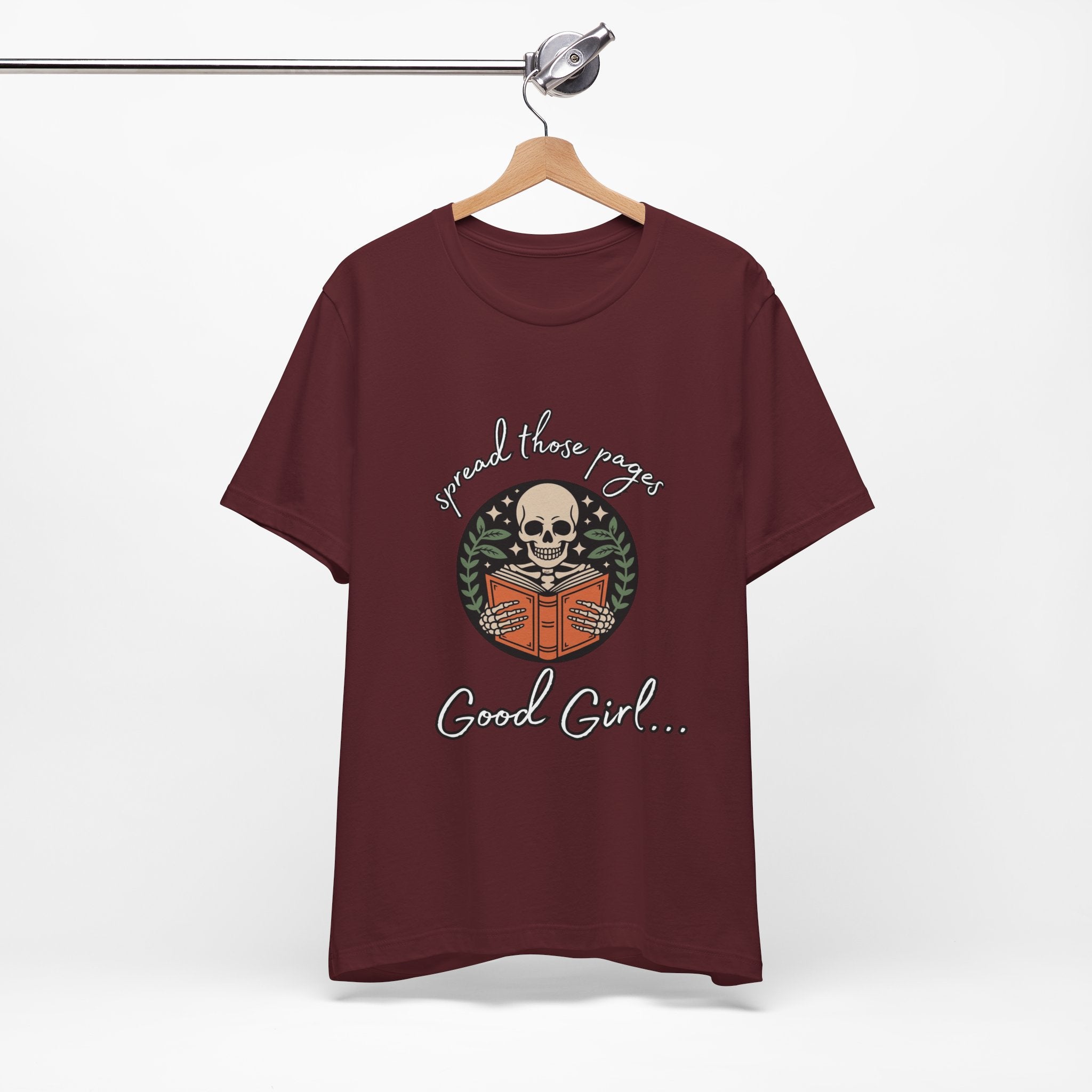 Skull Reading Tee – "Spread those Pages, Good Girl" Graphic T-Shirt