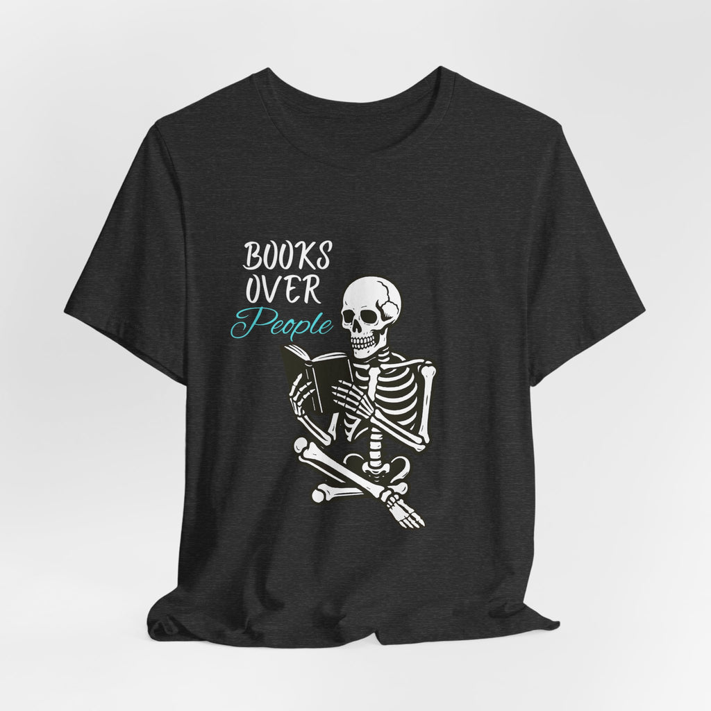 Skeleton Reading T‑Shirt – 'I Read' Gothic Book Lover Tee