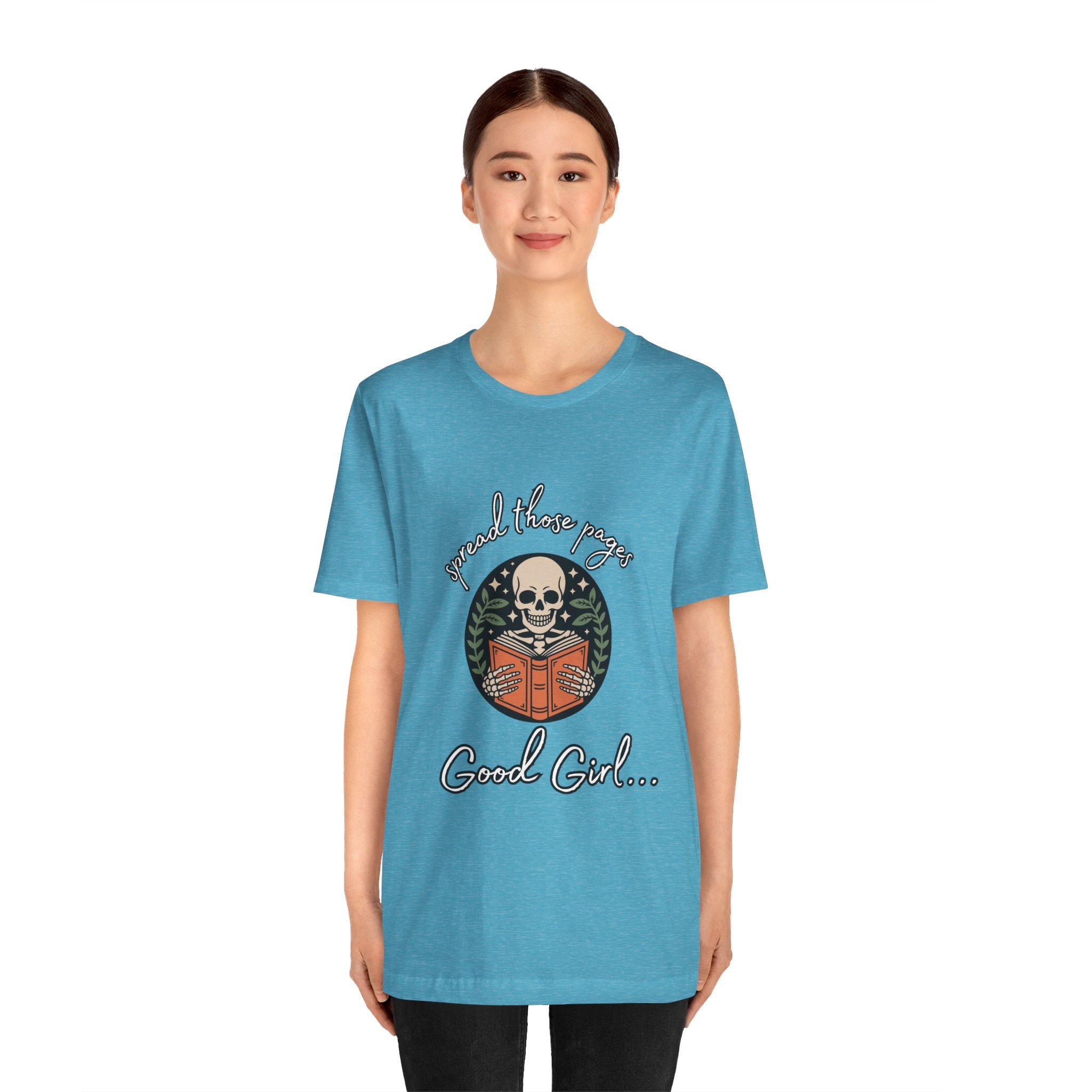Skull Reading Tee – "Spread those Pages, Good Girl" Graphic T-Shirt