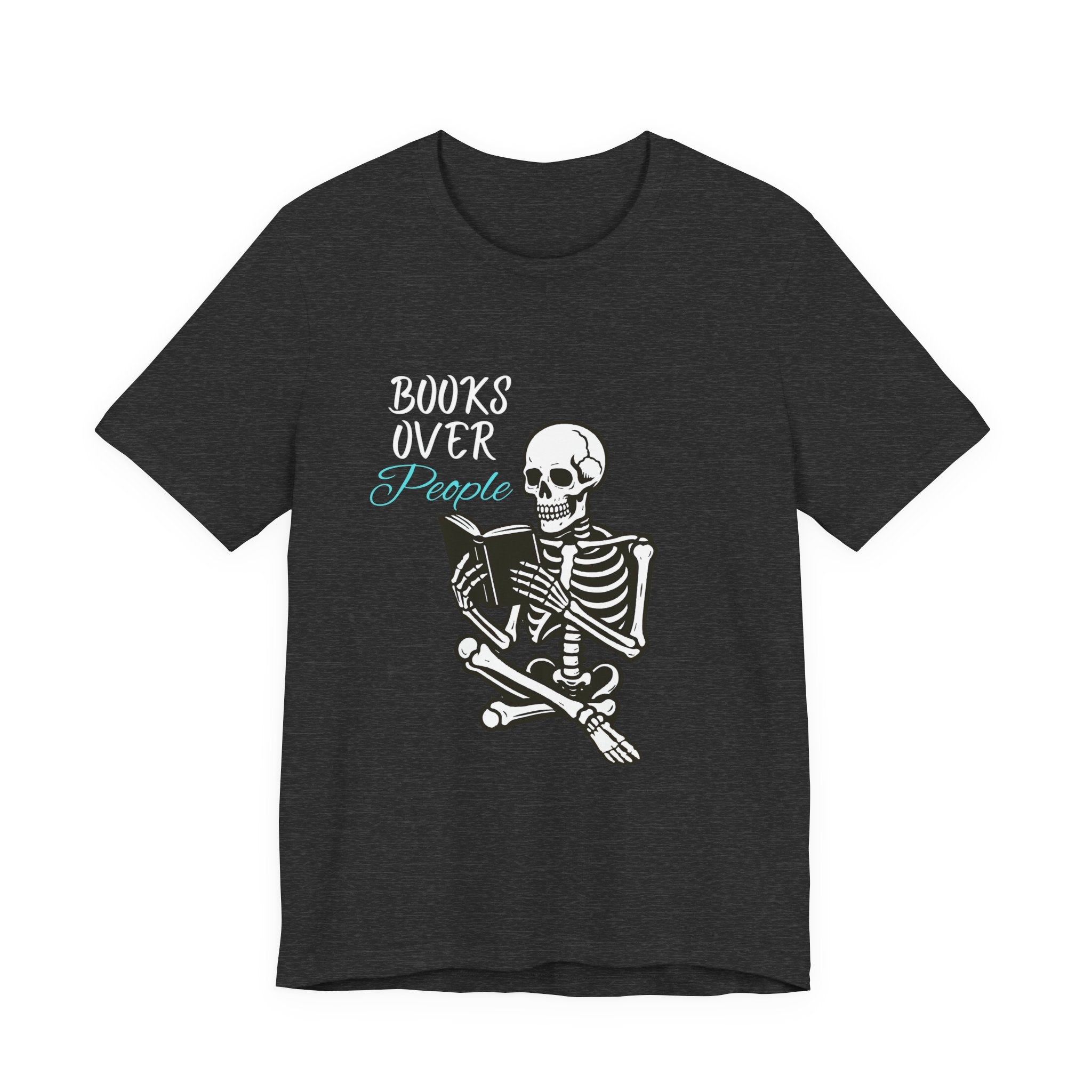 Skeleton Reading T‑Shirt – 'I Read' Gothic Book Lover Tee