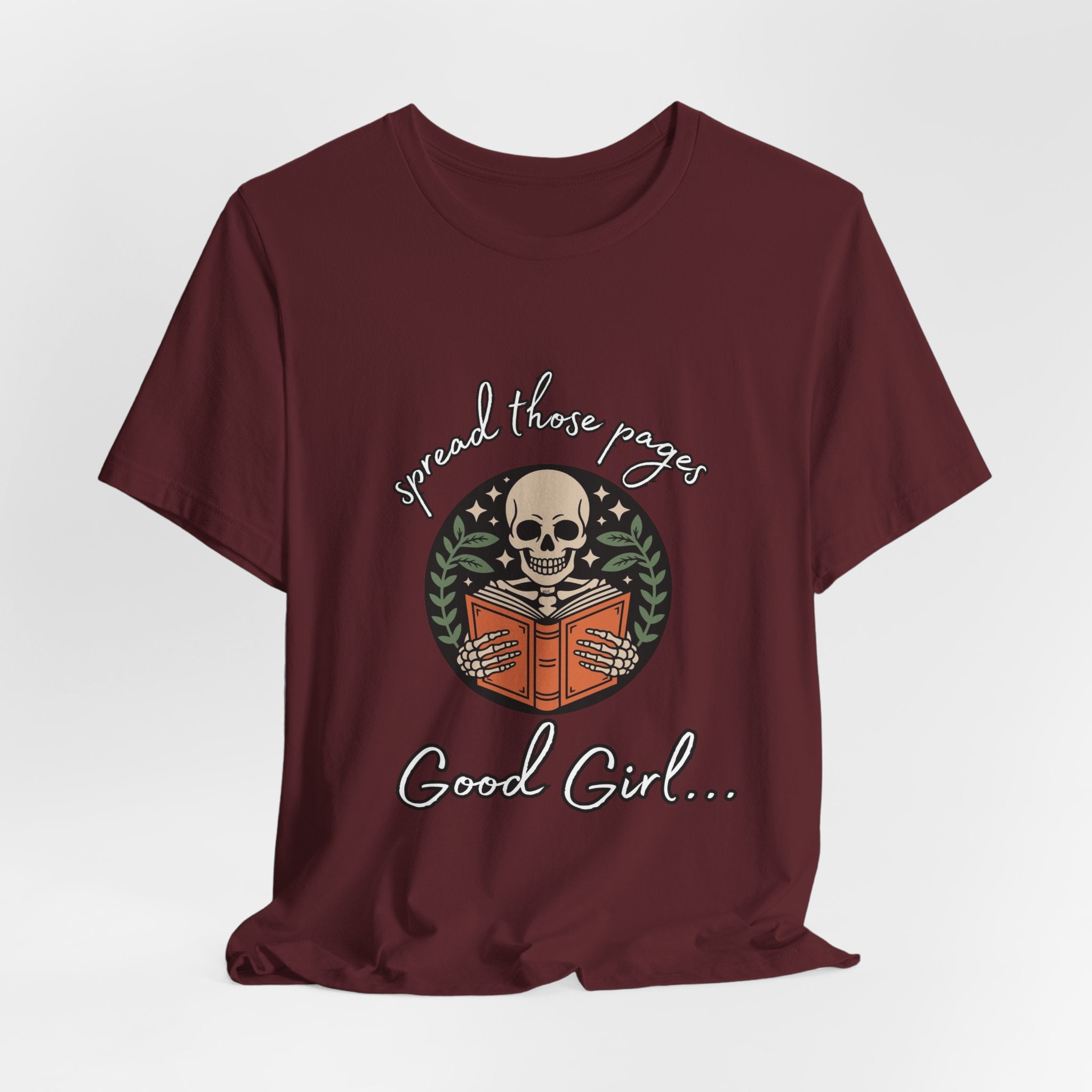 Skull Reading Tee – "Spread those Pages, Good Girl" Graphic T-Shirt