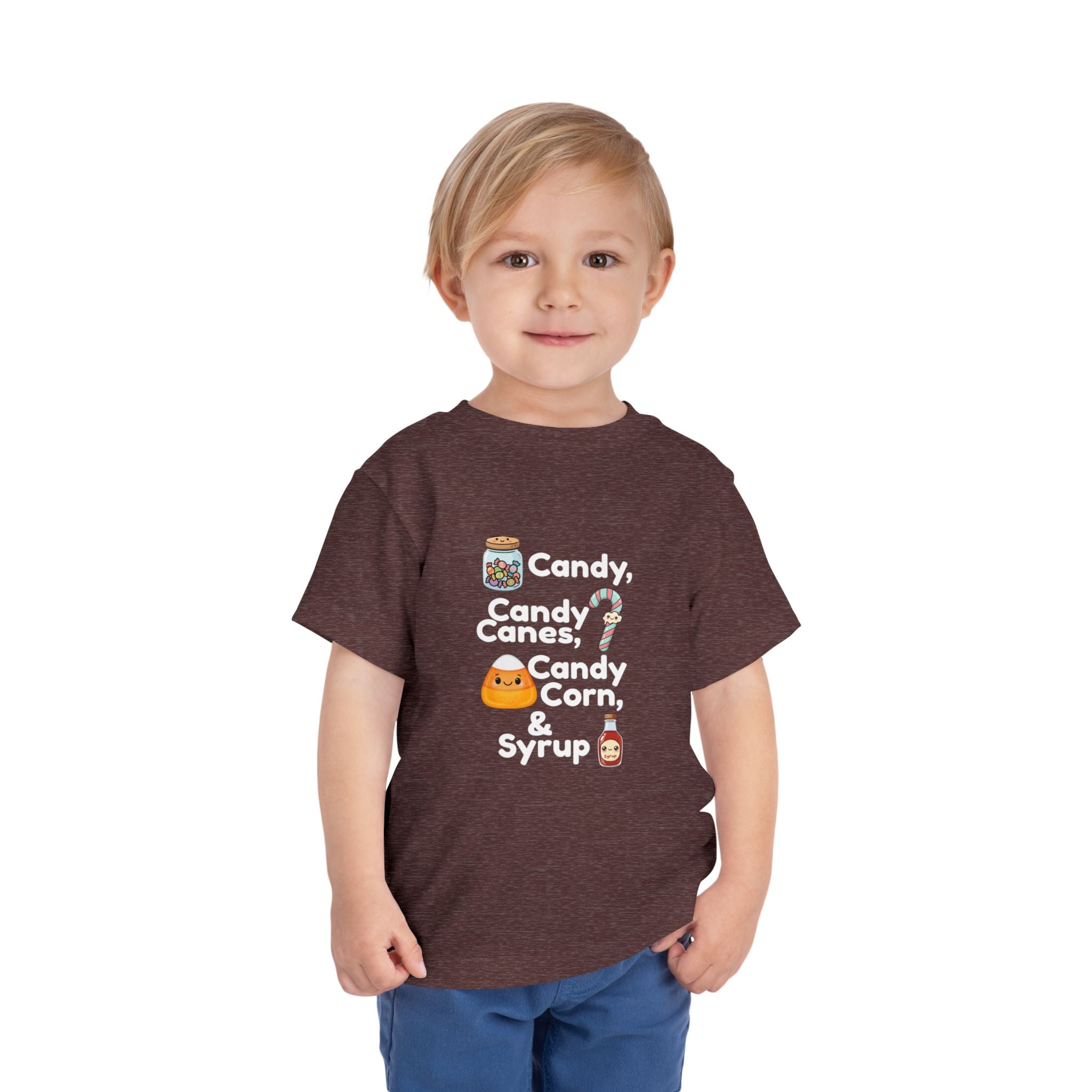 Toddler Tee — "Candy, Candy Canes, Candy Corn & Syrup" Holiday Candy Kids Shirt