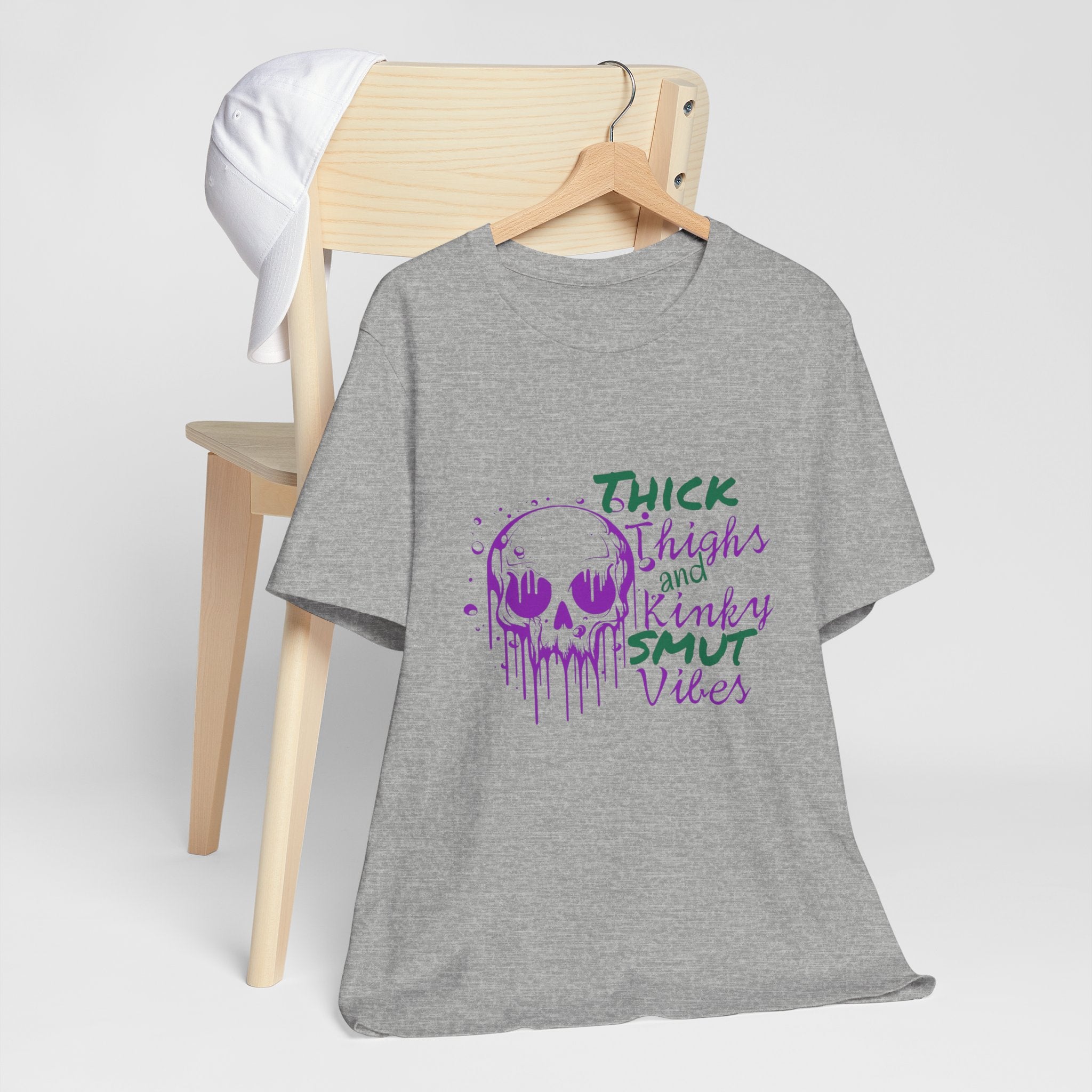 Graphic Tee — "Thick Thighs and Kinky Smut Vibes" Skull Drip Design