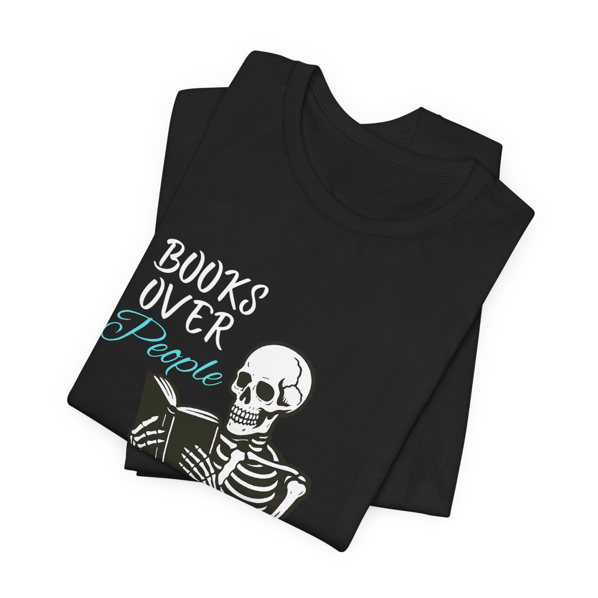 Skeleton Reading T‑Shirt – 'I Read' Gothic Book Lover Tee