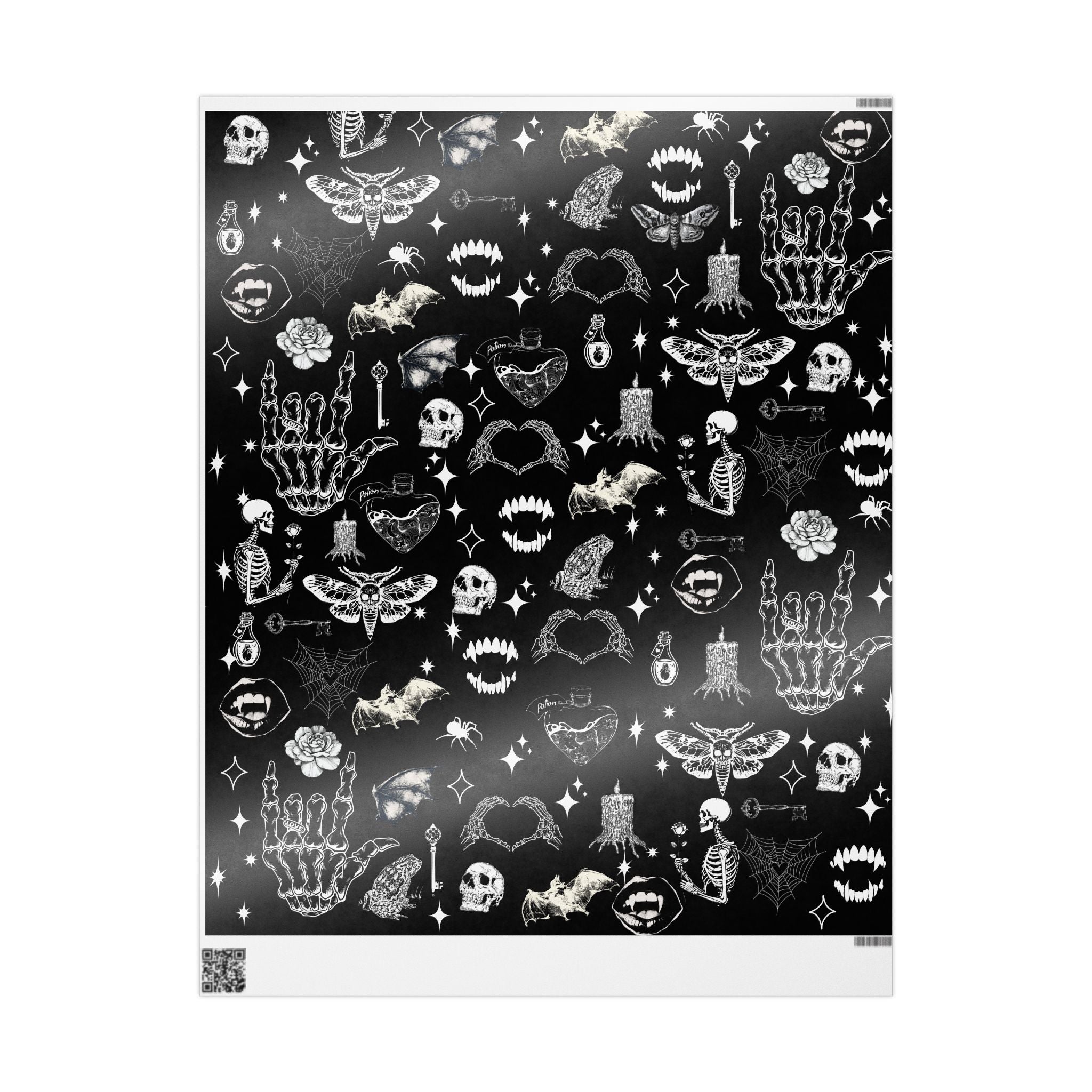 Halloween Black Skull & Spiderweb Wrapping Paper Roll — Spooky Gift Wrap