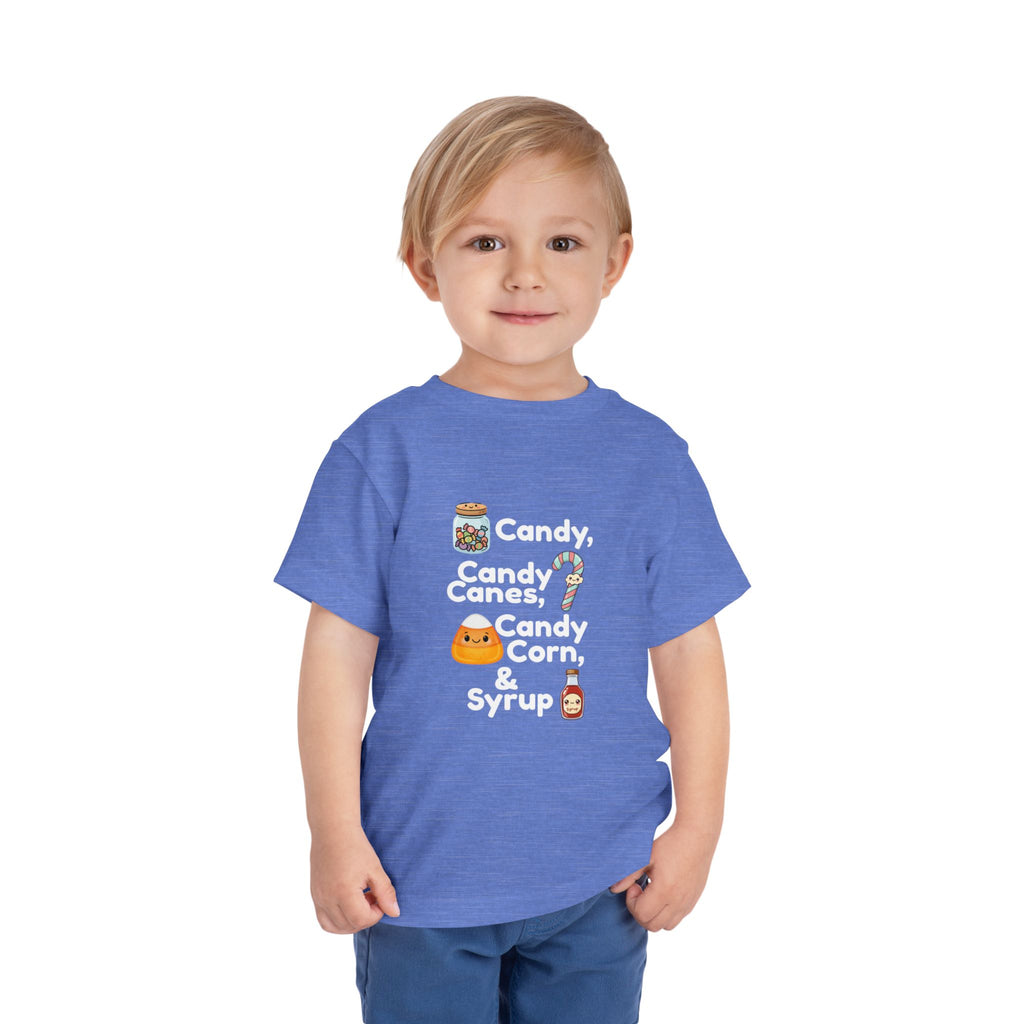 Toddler Tee — "Candy, Candy Canes, Candy Corn & Syrup" Holiday Candy Kids Shirt