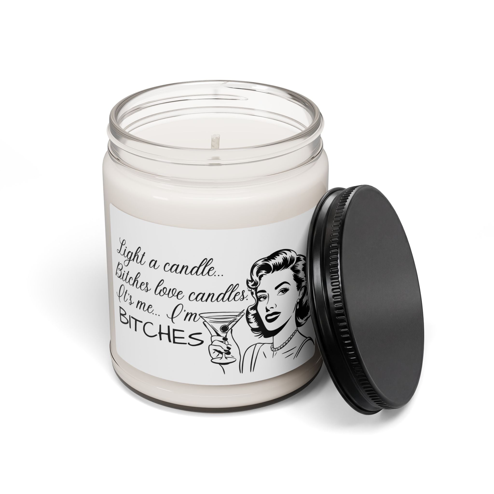 Scented Soy Candle 9oz — "Light a candle... Bitches love candles" Retro Cocktail Jar