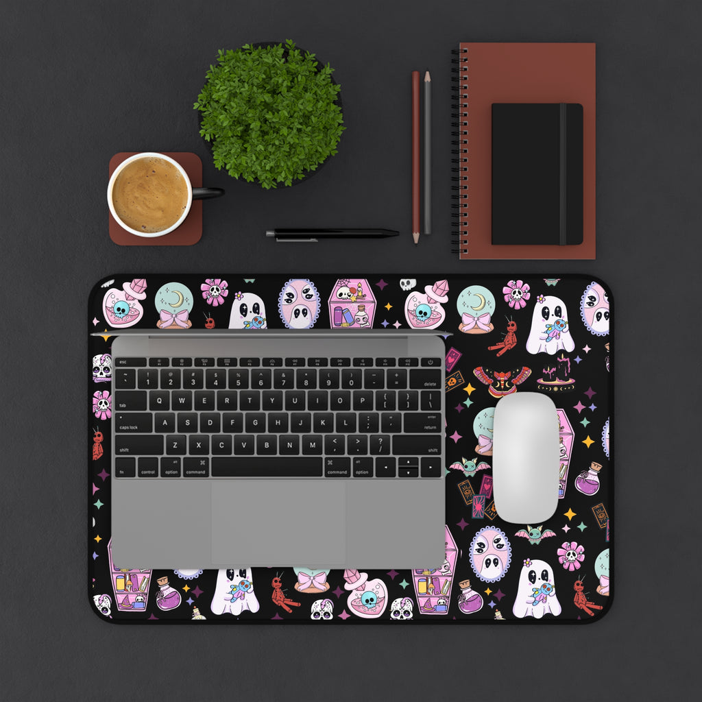 Cute Witchy Spooky Ghosts Desk Mat