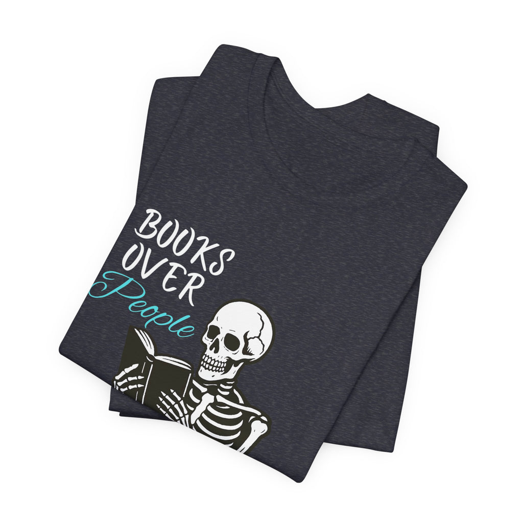 Skeleton Reading T‑Shirt – 'I Read' Gothic Book Lover Tee