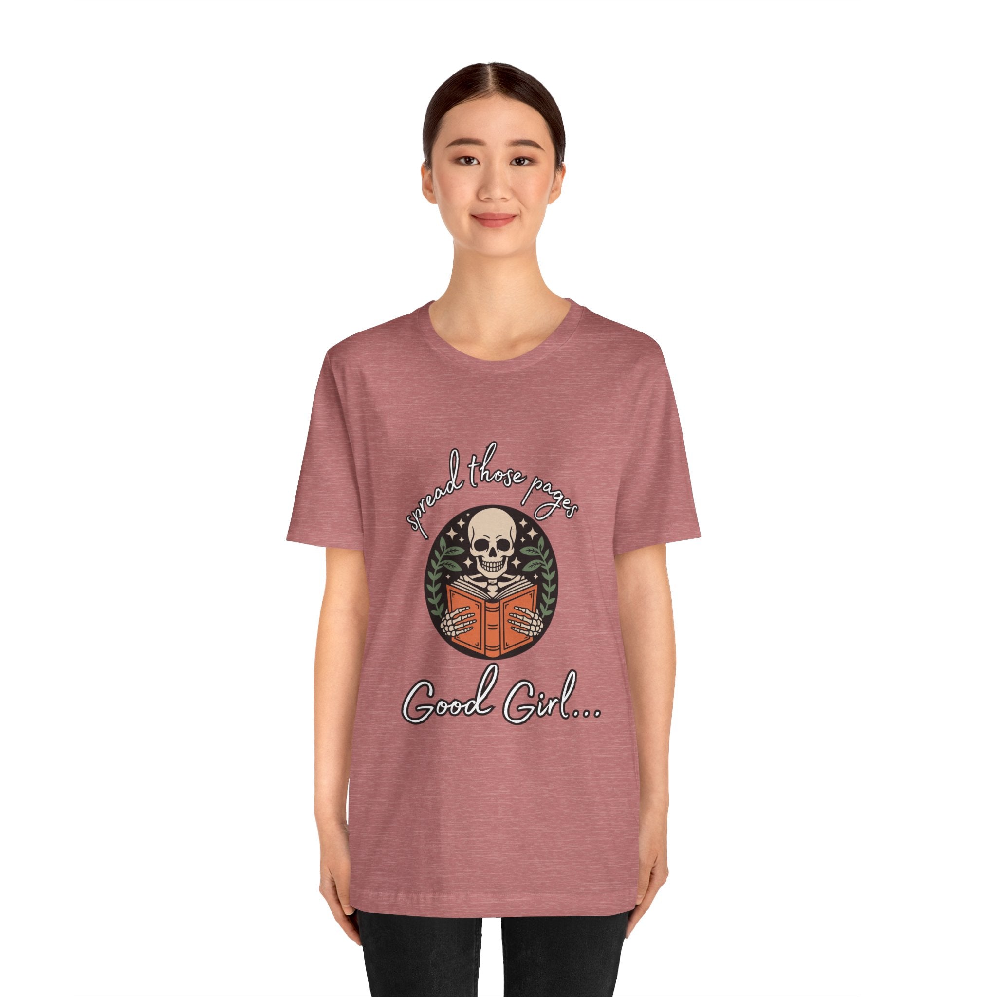 Skull Reading Tee – "Spread those Pages, Good Girl" Graphic T-Shirt