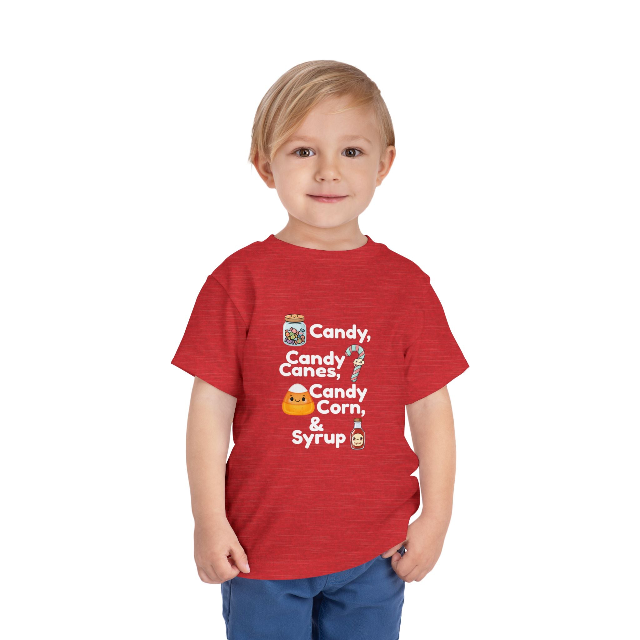 Toddler Tee — "Candy, Candy Canes, Candy Corn & Syrup" Holiday Candy Kids Shirt