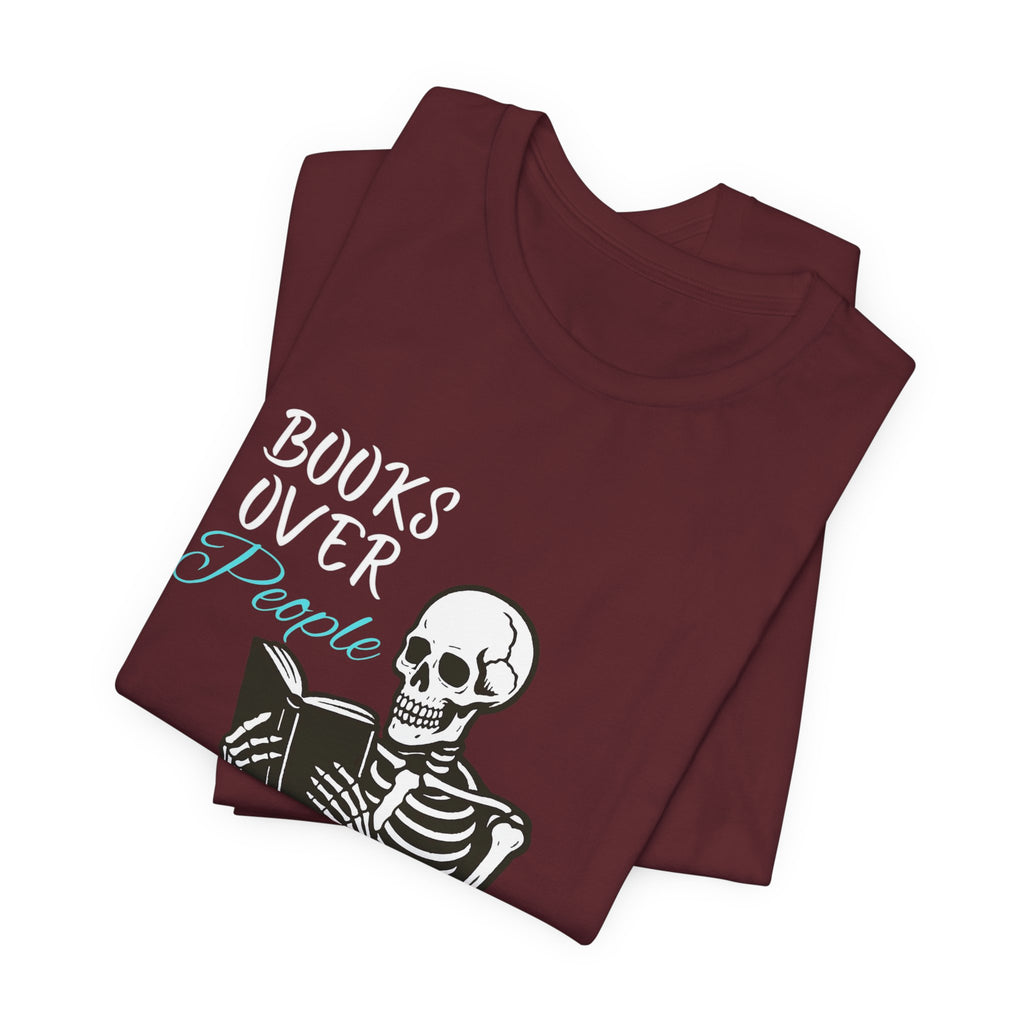 Skeleton Reading T‑Shirt – 'I Read' Gothic Book Lover Tee
