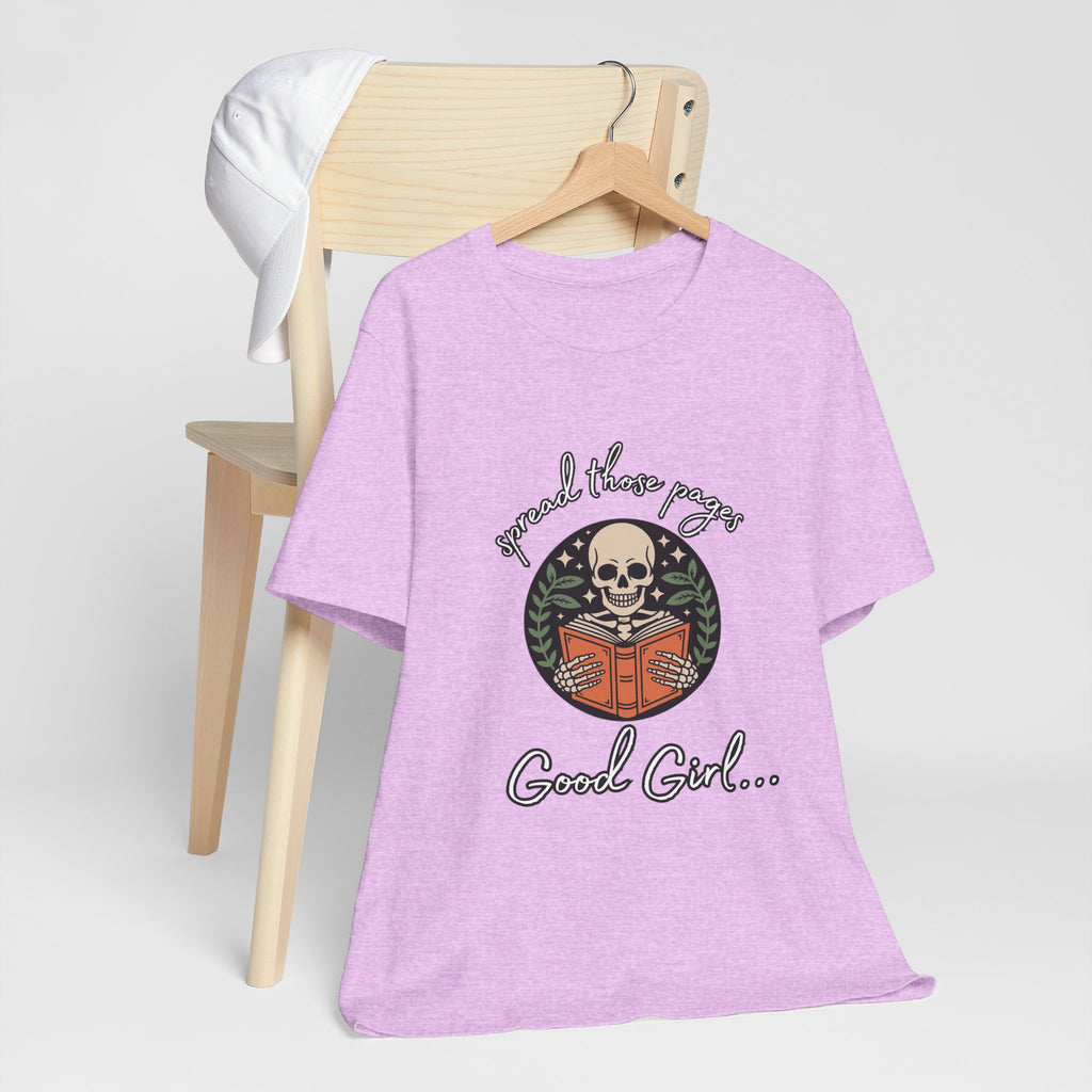 Skull Reading Tee – "Spread those Pages, Good Girl" Graphic T-Shirt