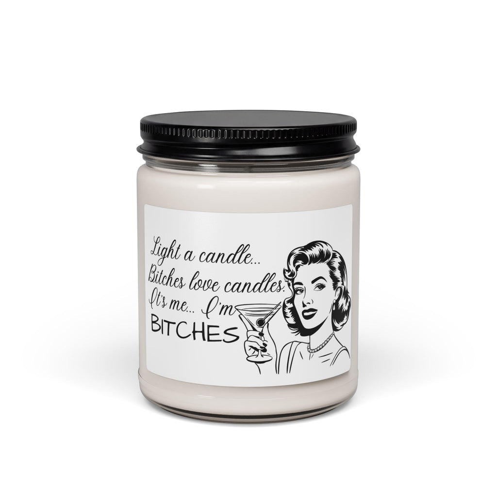 Scented Soy Candle 9oz — "Light a candle... Bitches love candles" Retro Cocktail Jar