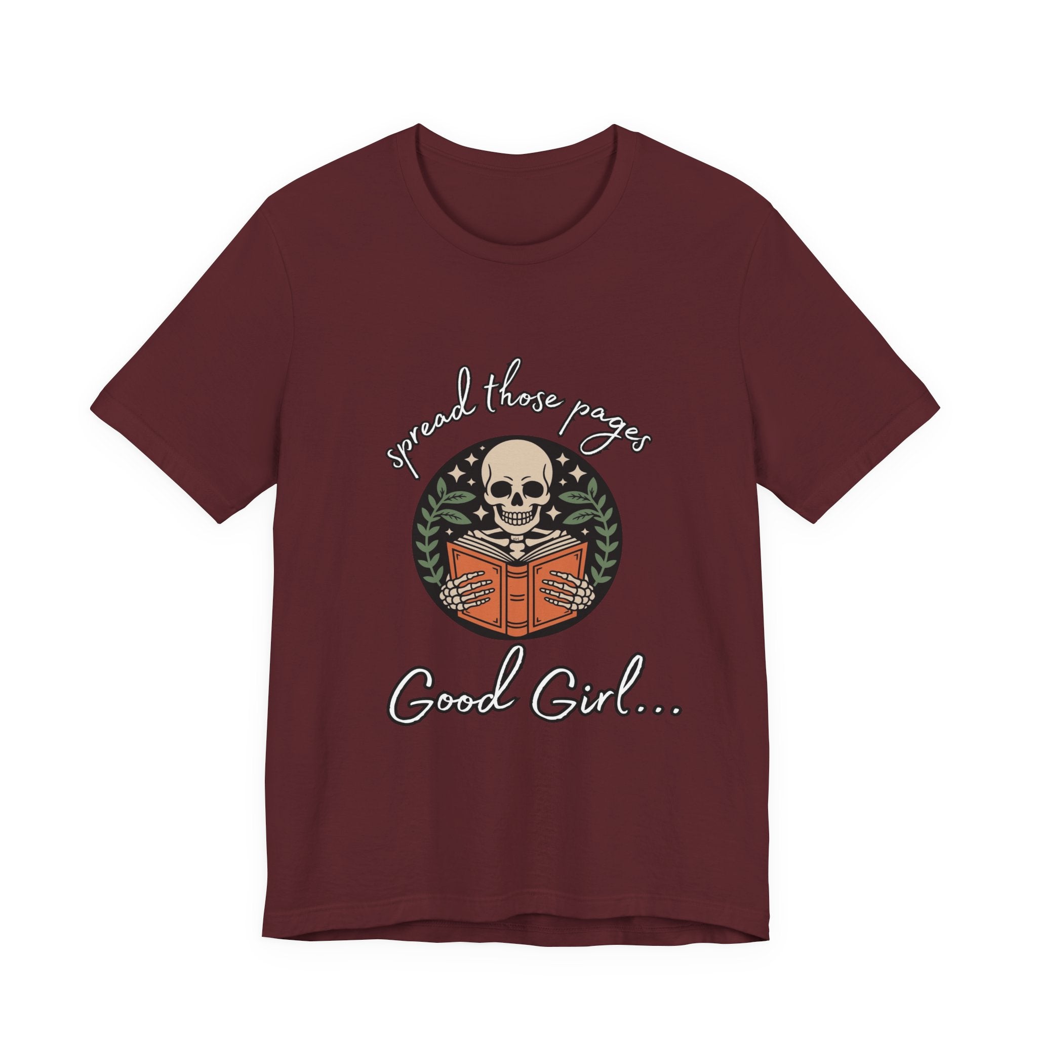 Skull Reading Tee – "Spread those Pages, Good Girl" Graphic T-Shirt