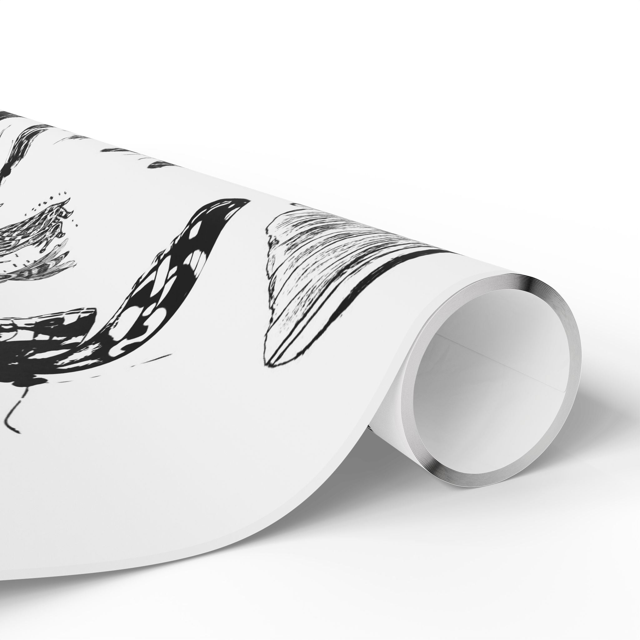 Butterfly & Moth Wrapping Paper – Black Botanical Sketches