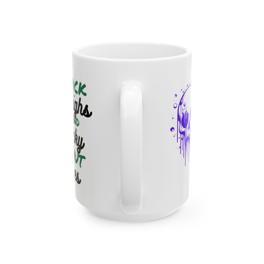 11oz/15oz Ceramic Mug — 'Thick Thighs & Spooky Vibes' Halloween Skull Coffee Cup