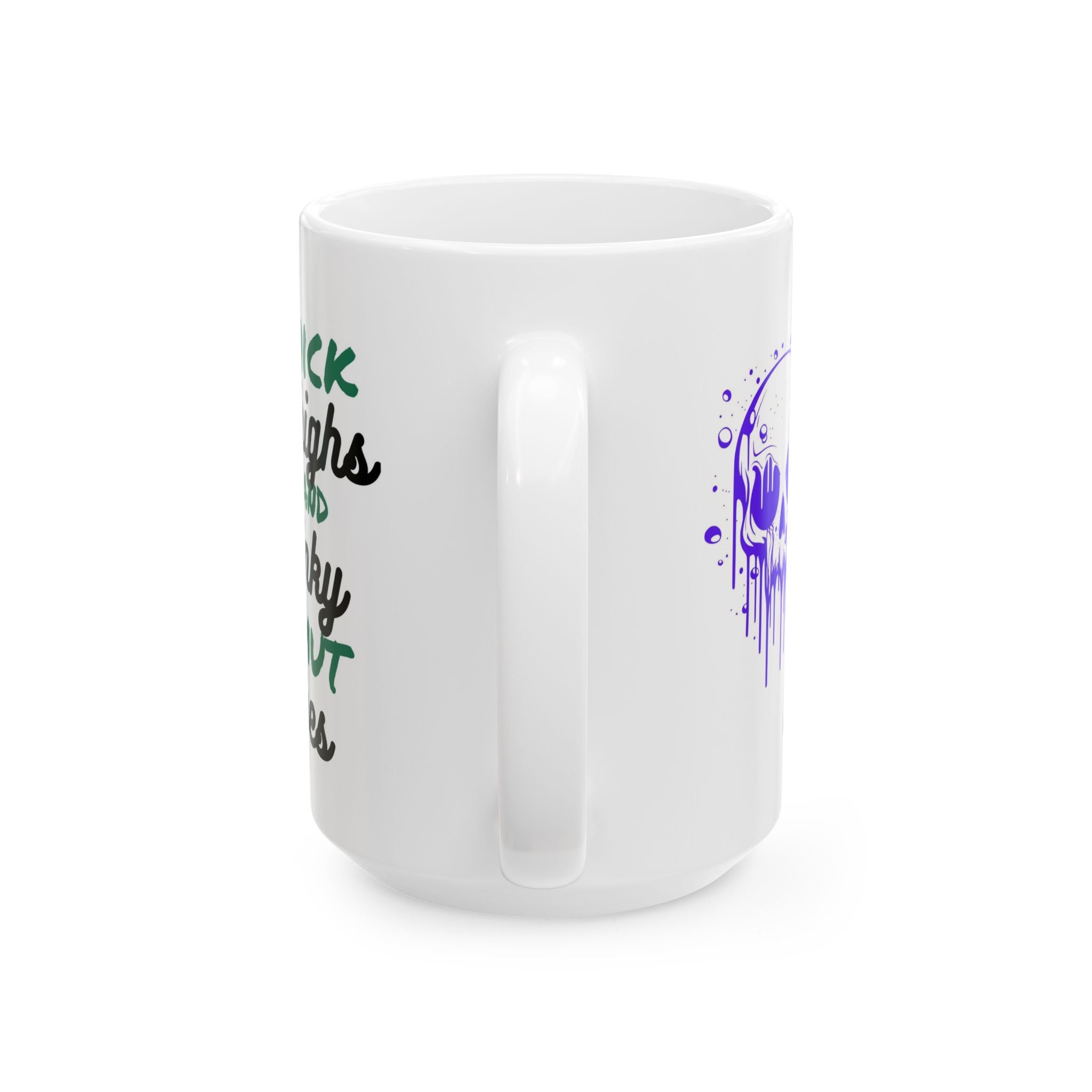 11oz/15oz Ceramic Mug — 'Thick Thighs & Spooky Vibes' Halloween Skull Coffee Cup