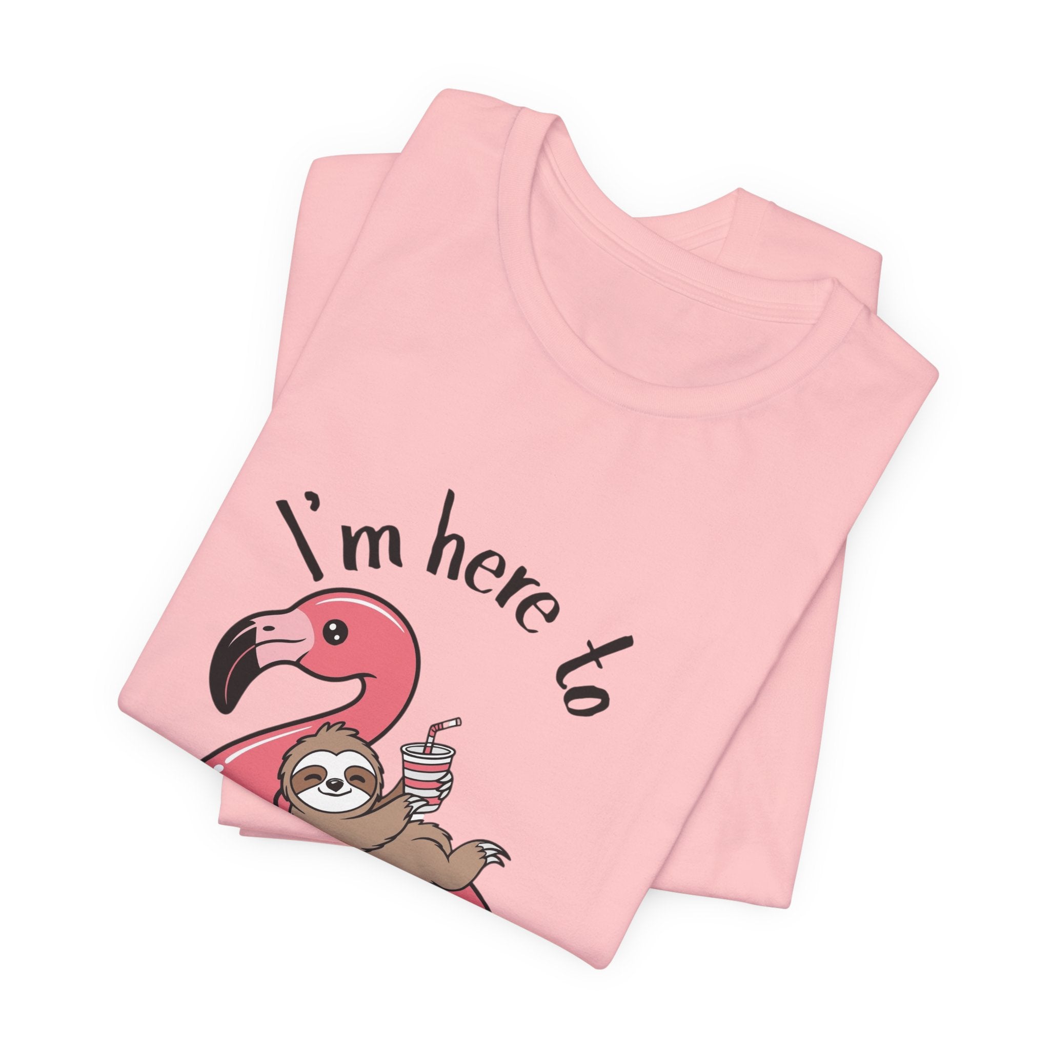 I'm Here to Dilly Dally T‑Shirt — Cute Sloth on Flamingo Float Tee