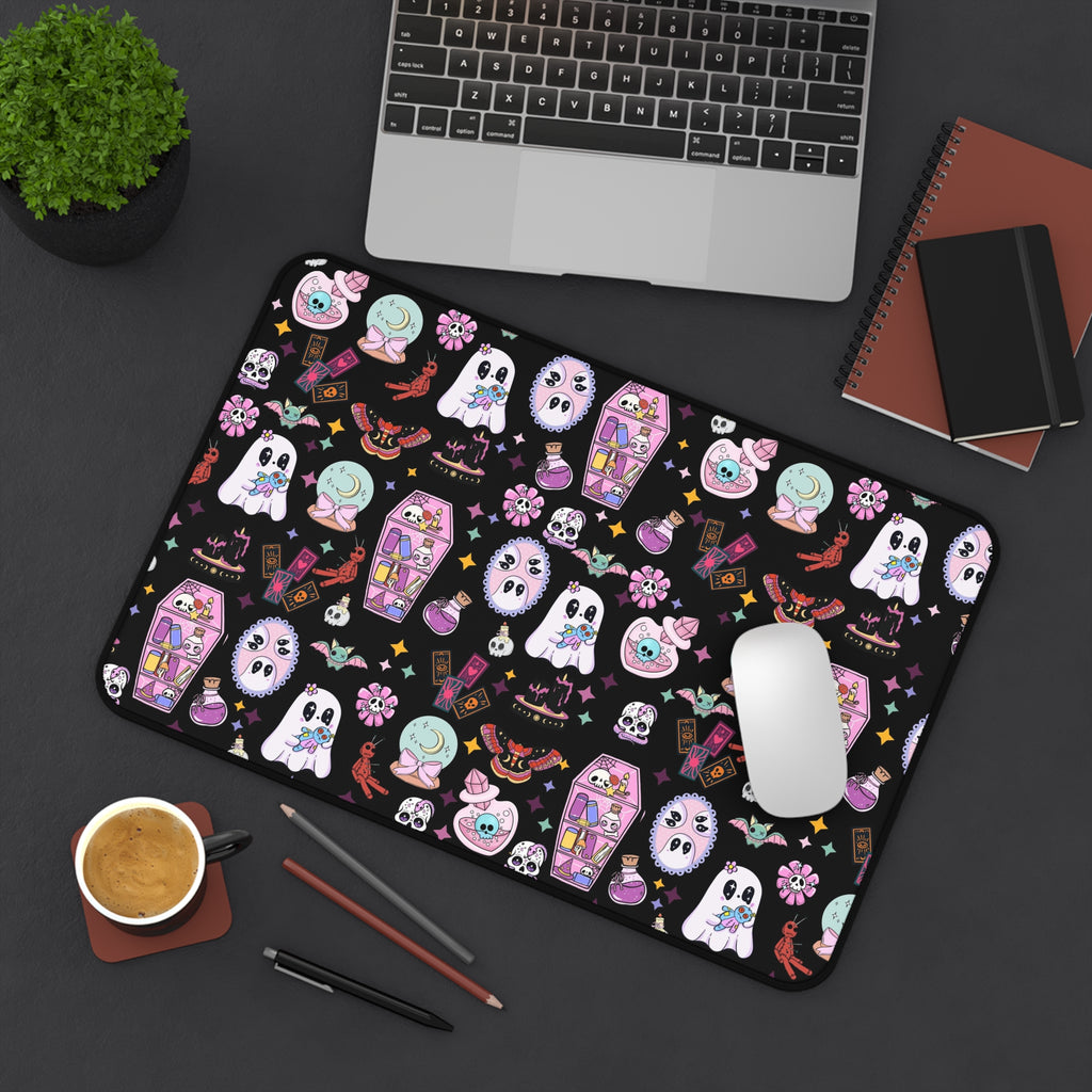 Cute Witchy Spooky Ghosts Desk Mat