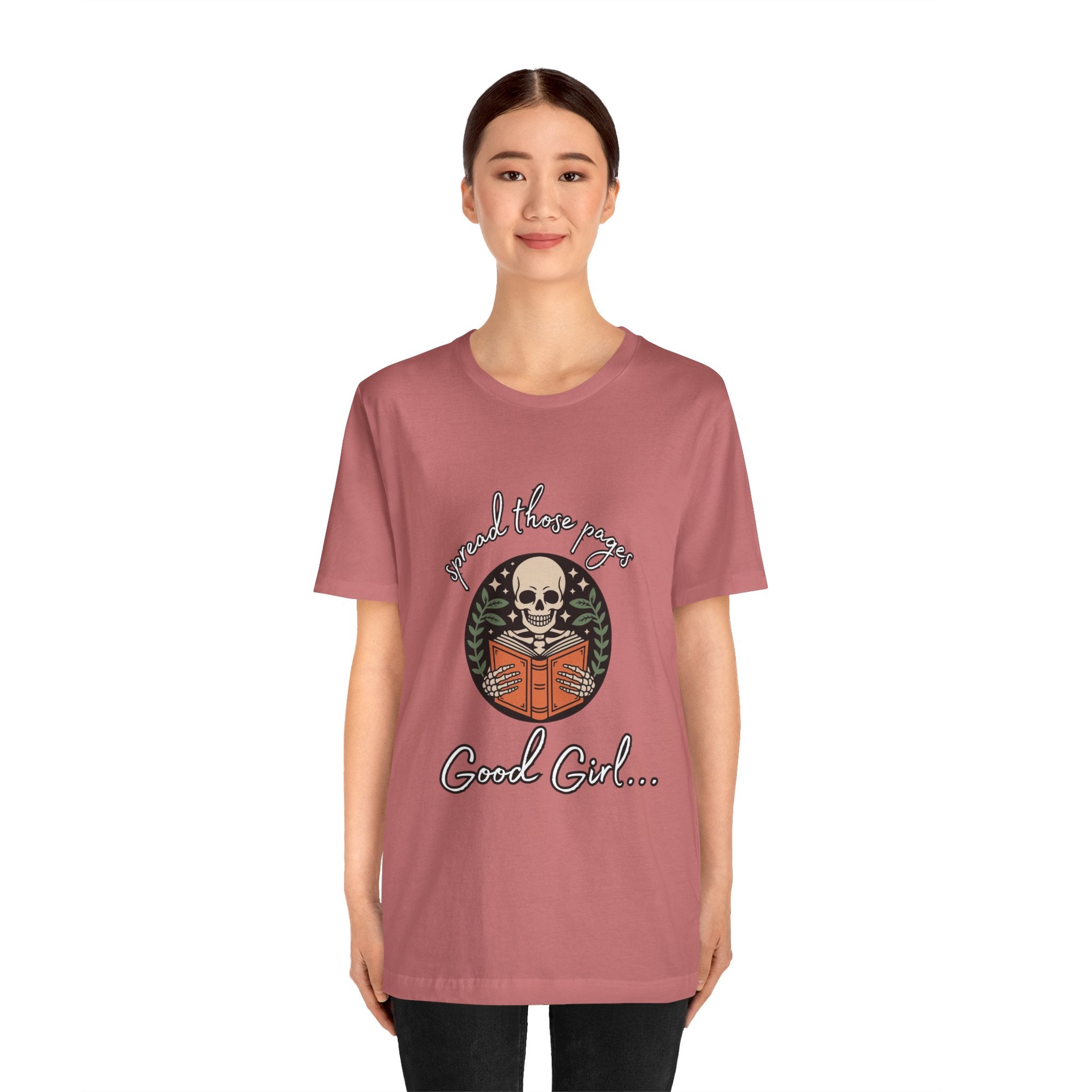 Skull Reading Tee – "Spread those Pages, Good Girl" Graphic T-Shirt