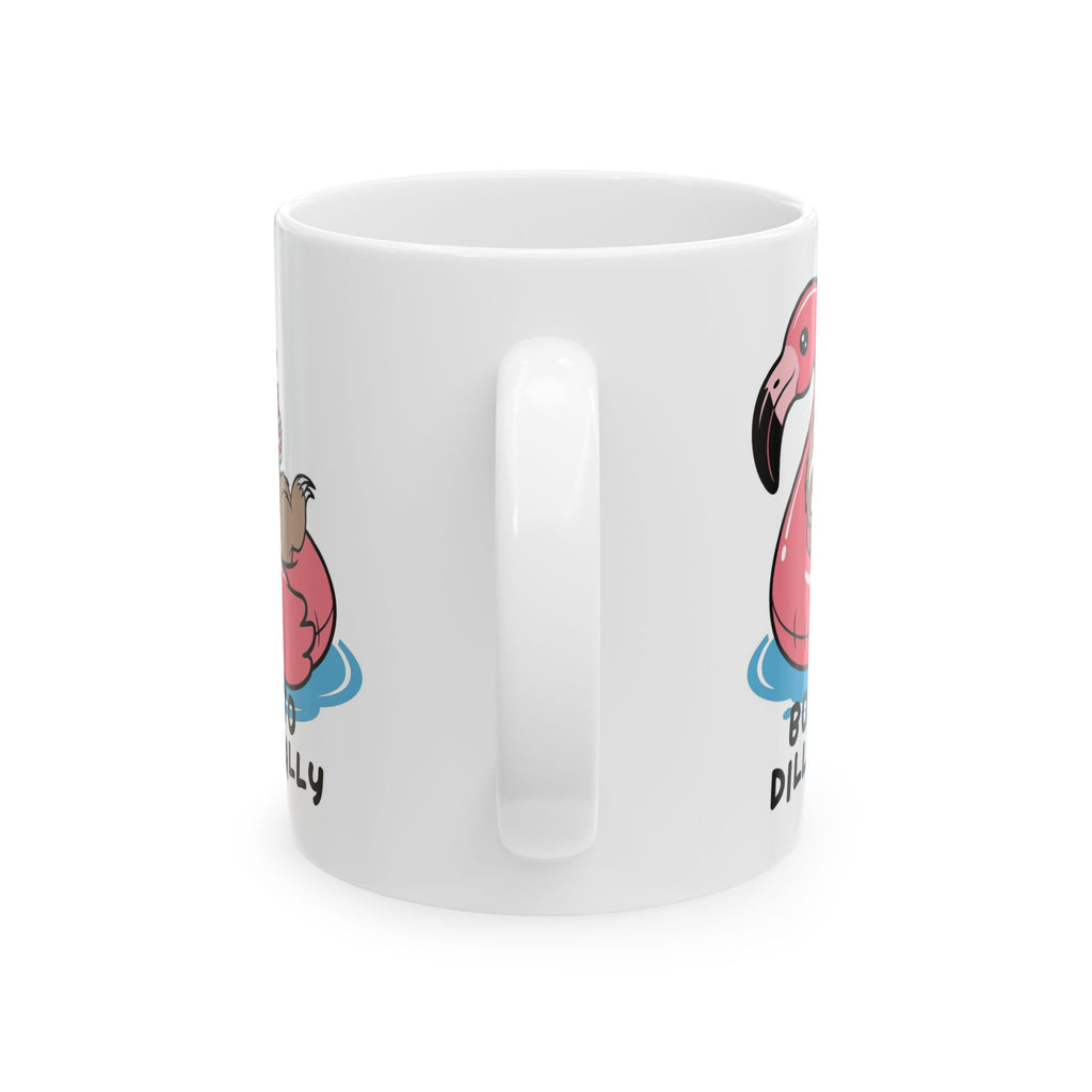 Funny Flamingo Ceramic Mug – “Born to Dilly” Cute Pink Flamingo Coffee Cup (11oz, 15oz)
