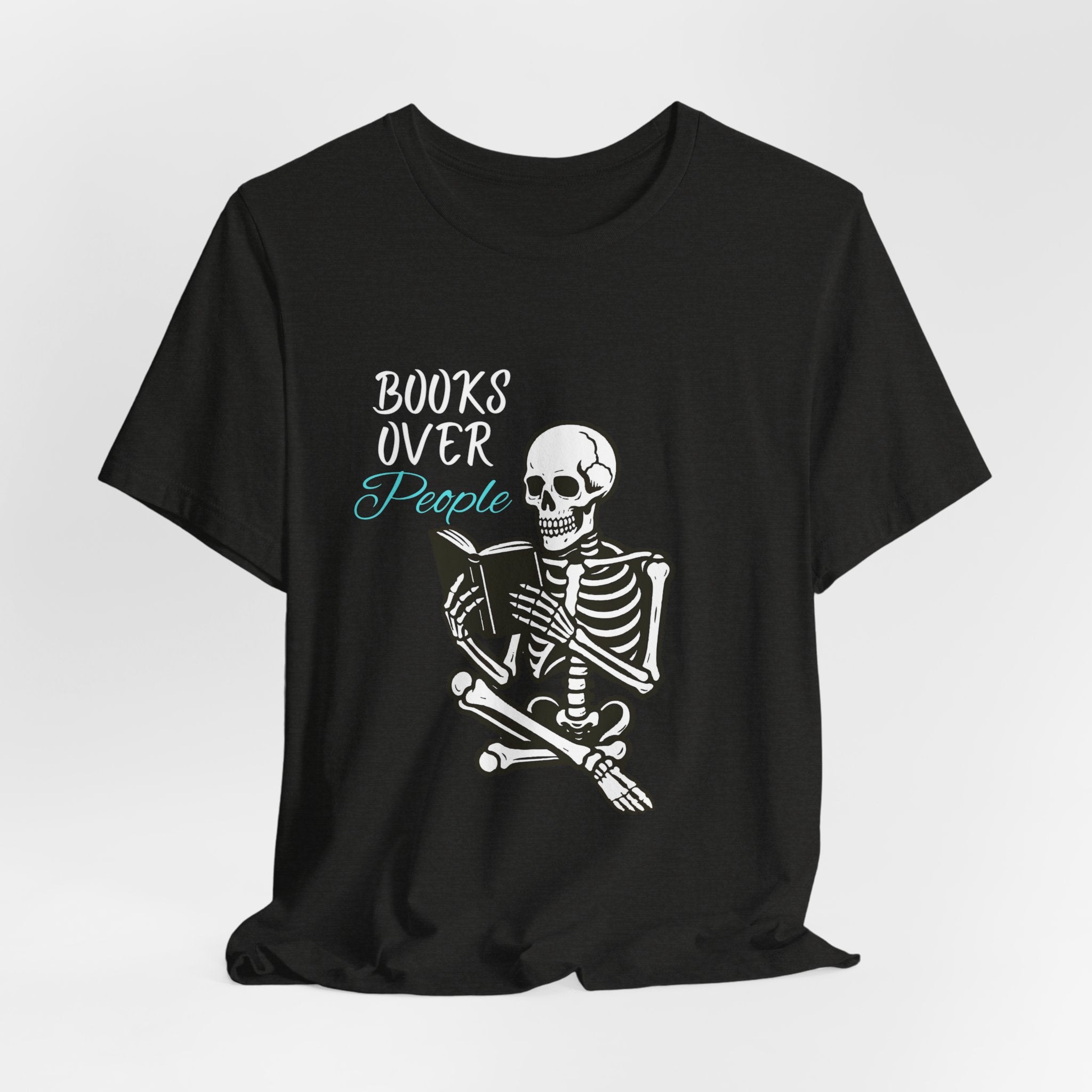Skeleton Reading T‑Shirt – 'I Read' Gothic Book Lover Tee