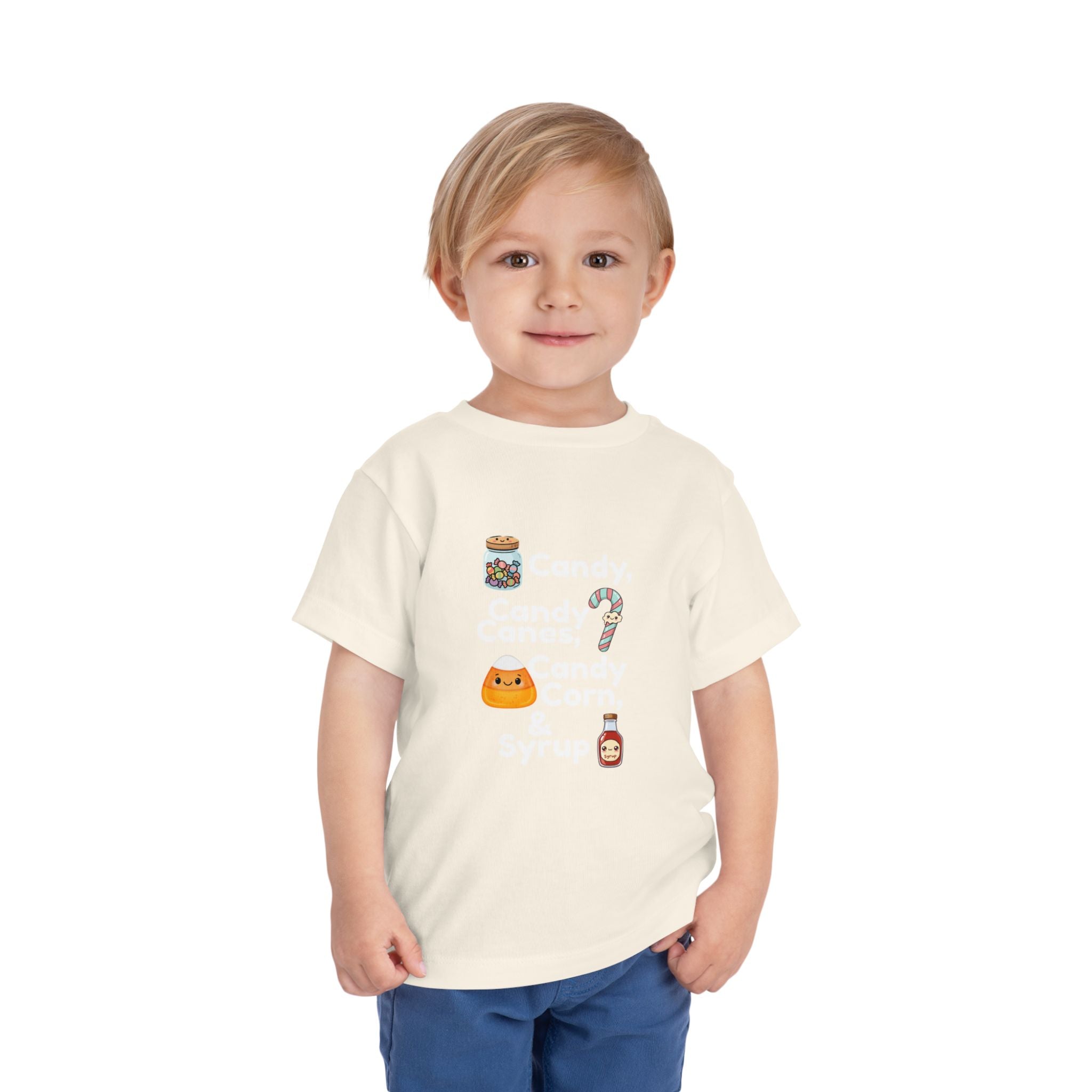 Toddler Tee — "Candy, Candy Canes, Candy Corn & Syrup" Holiday Candy Kids Shirt
