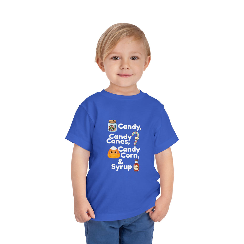 Toddler Tee — "Candy, Candy Canes, Candy Corn & Syrup" Holiday Candy Kids Shirt