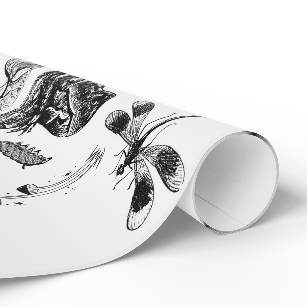 Butterfly & Moth Wrapping Paper – Black Botanical Sketches