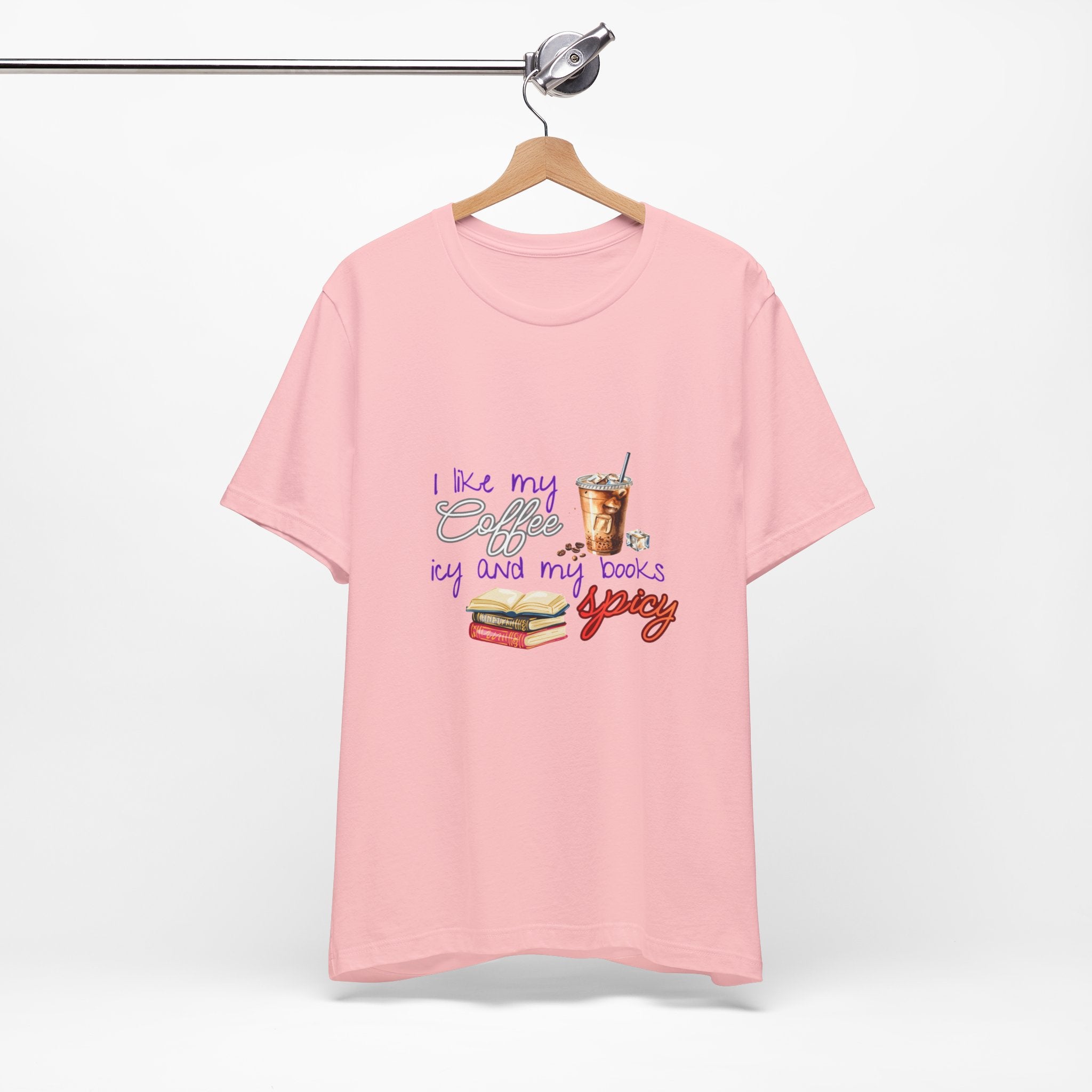 T-Shirt — "I Like My Coffee Icy and My Books Spicy" Graphic Tee (Coffee & Book Lovers)