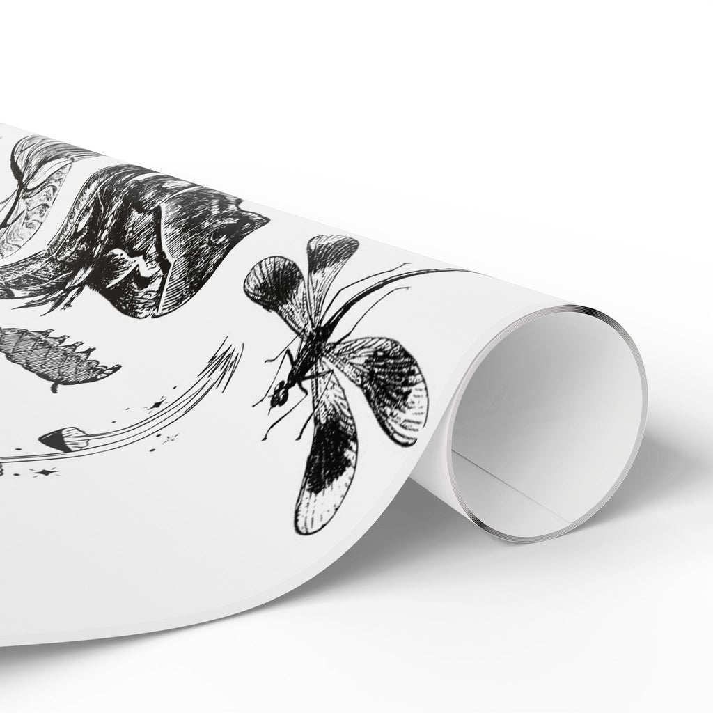 Butterfly & Moth Wrapping Paper – Black Botanical Sketches