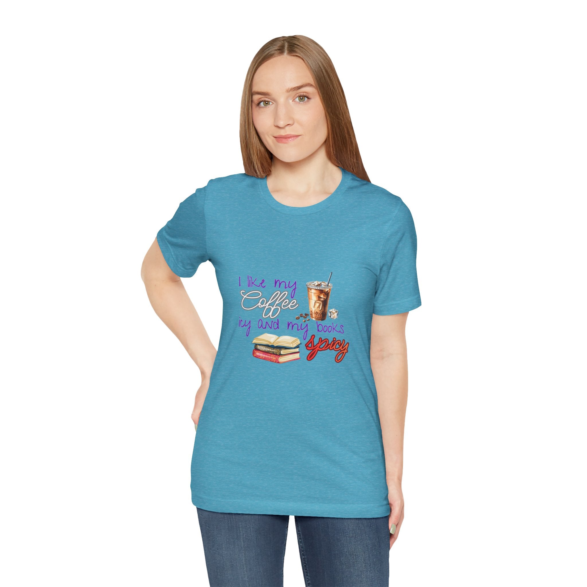 T-Shirt — "I Like My Coffee Icy and My Books Spicy" Graphic Tee (Coffee & Book Lovers)