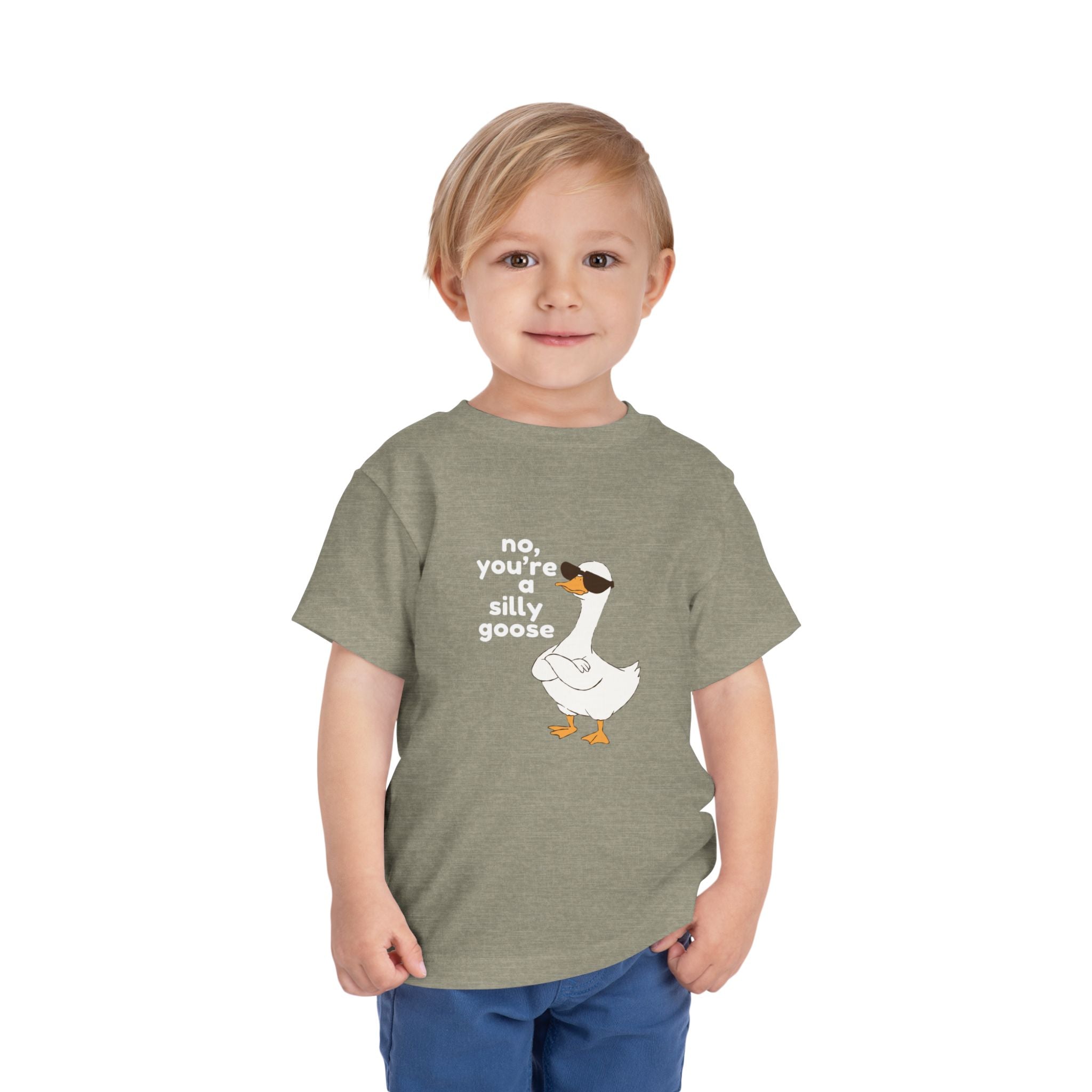 Toddler Tee – "No, You're a Silly Goose" Cute Cartoon Goose Shirt