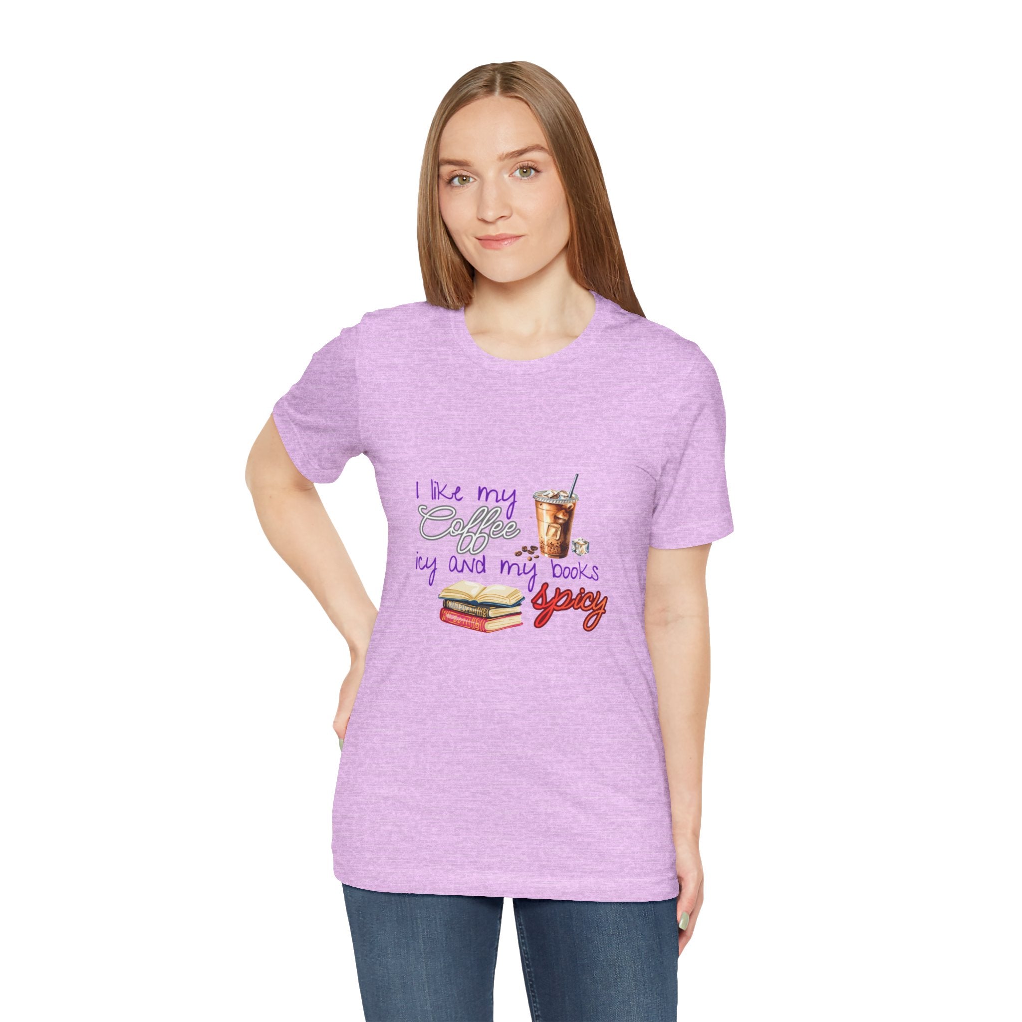 T-Shirt — "I Like My Coffee Icy and My Books Spicy" Graphic Tee (Coffee & Book Lovers)
