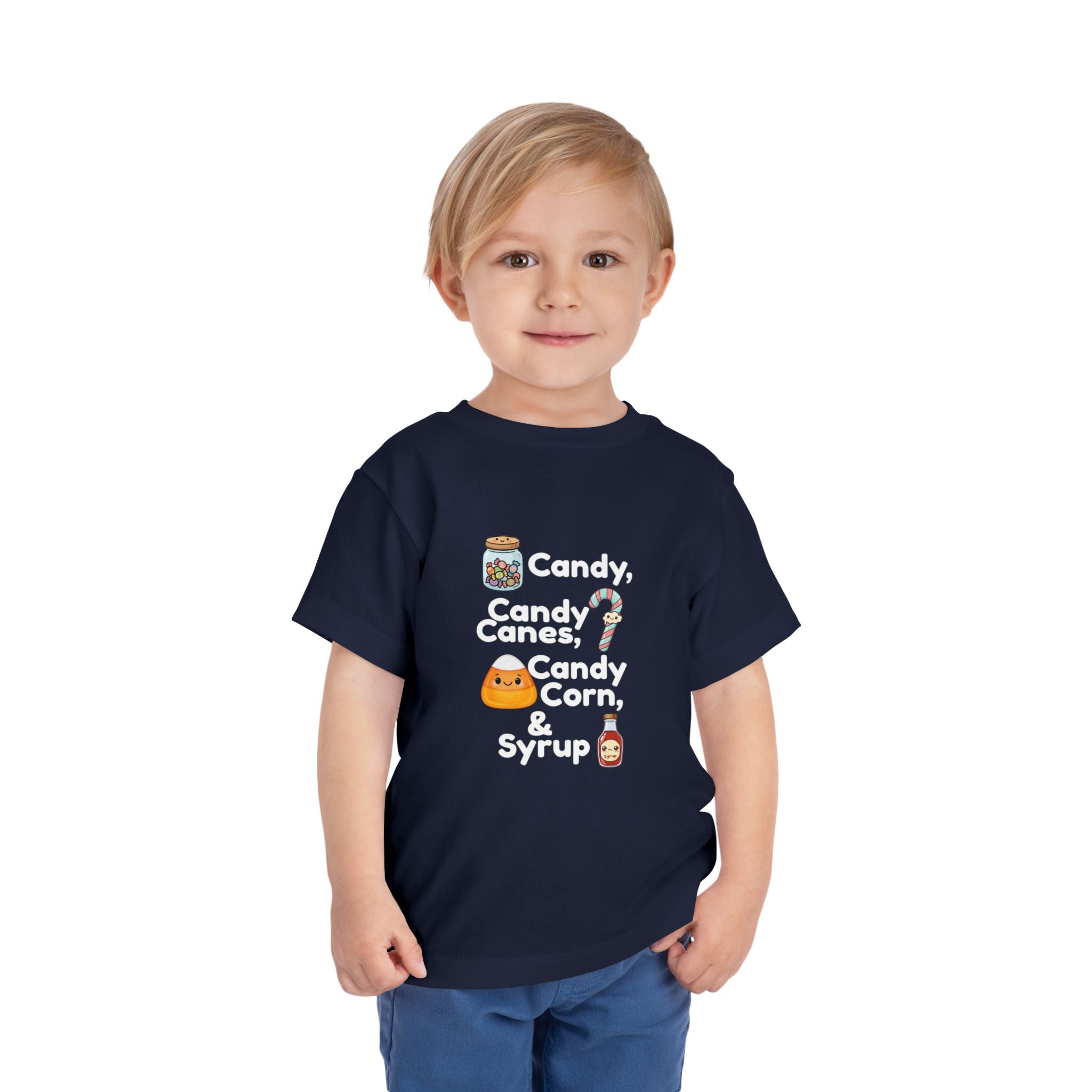 Toddler Tee — "Candy, Candy Canes, Candy Corn & Syrup" Holiday Candy Kids Shirt