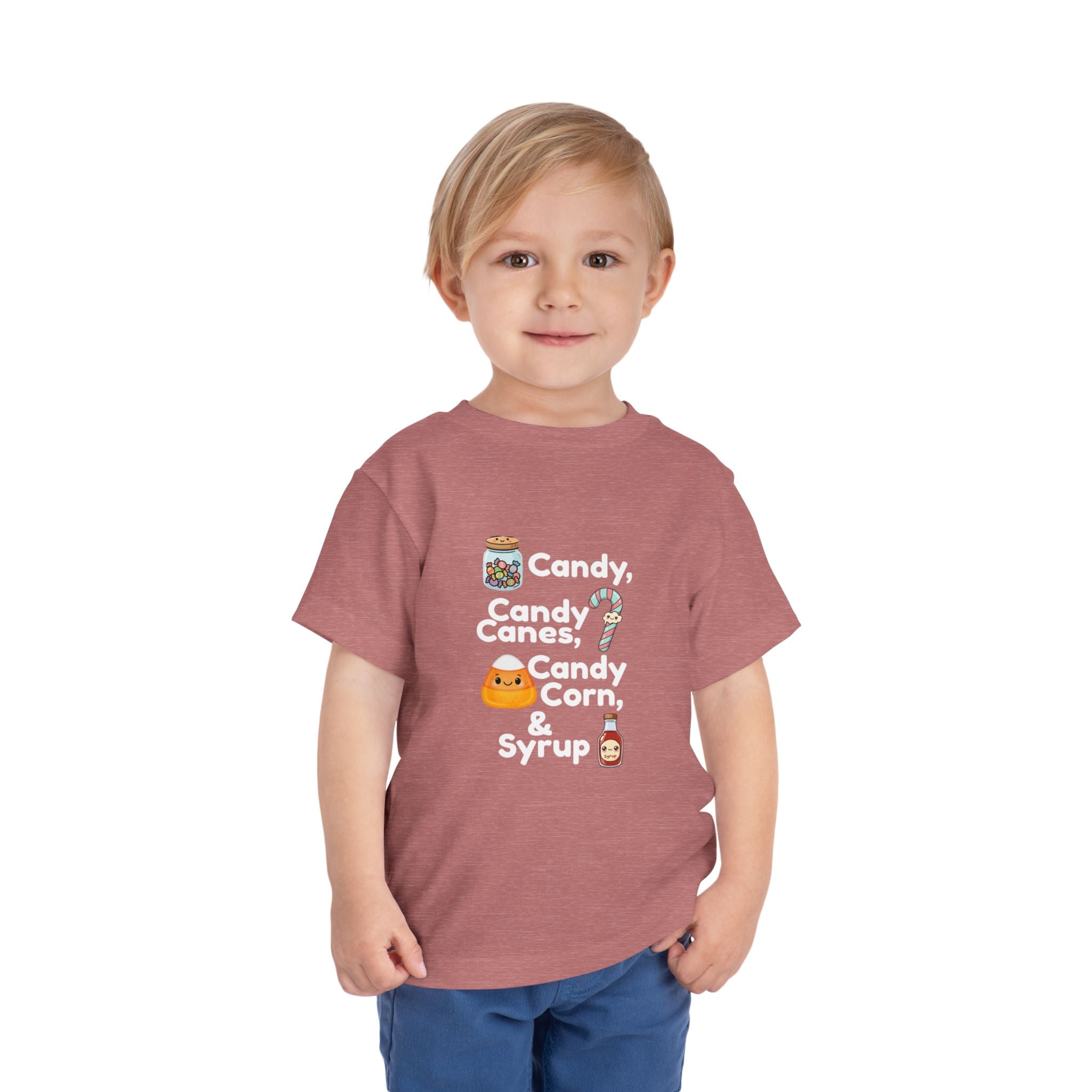 Toddler Tee — "Candy, Candy Canes, Candy Corn & Syrup" Holiday Candy Kids Shirt