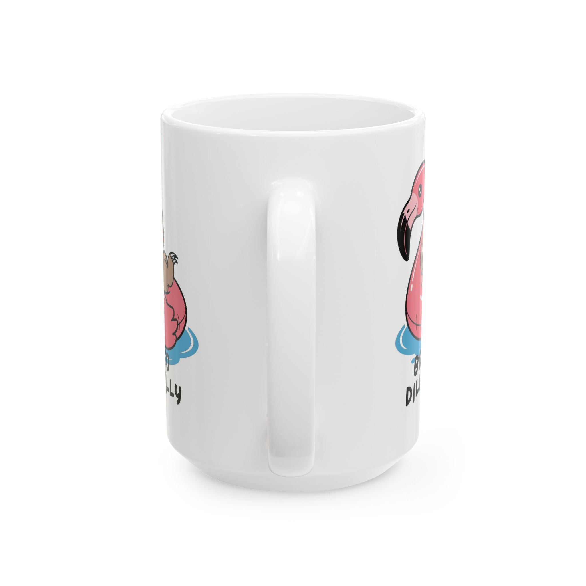 Funny Flamingo Ceramic Mug – “Born to Dilly” Cute Pink Flamingo Coffee Cup (11oz, 15oz)
