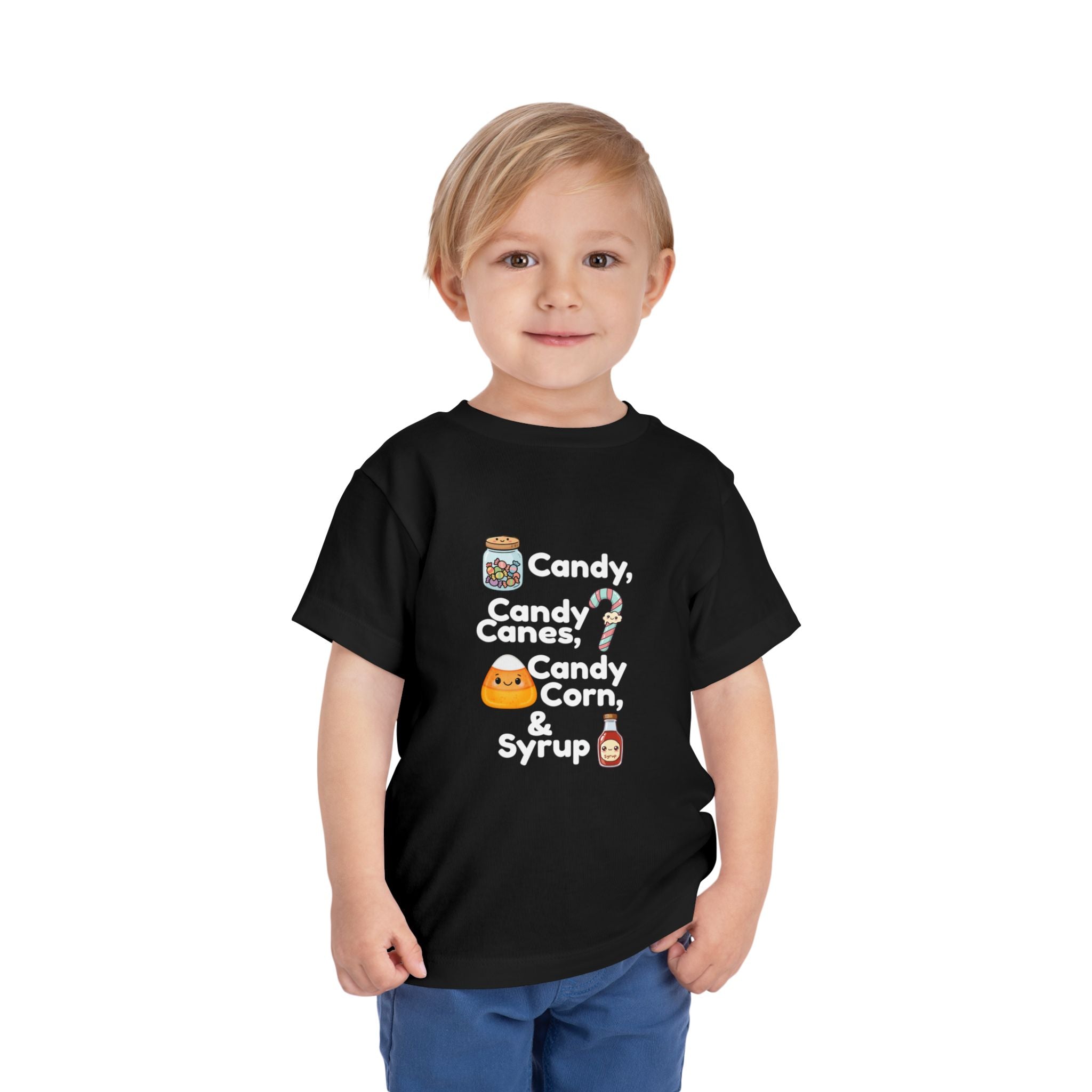 Toddler Tee — "Candy, Candy Canes, Candy Corn & Syrup" Holiday Candy Kids Shirt