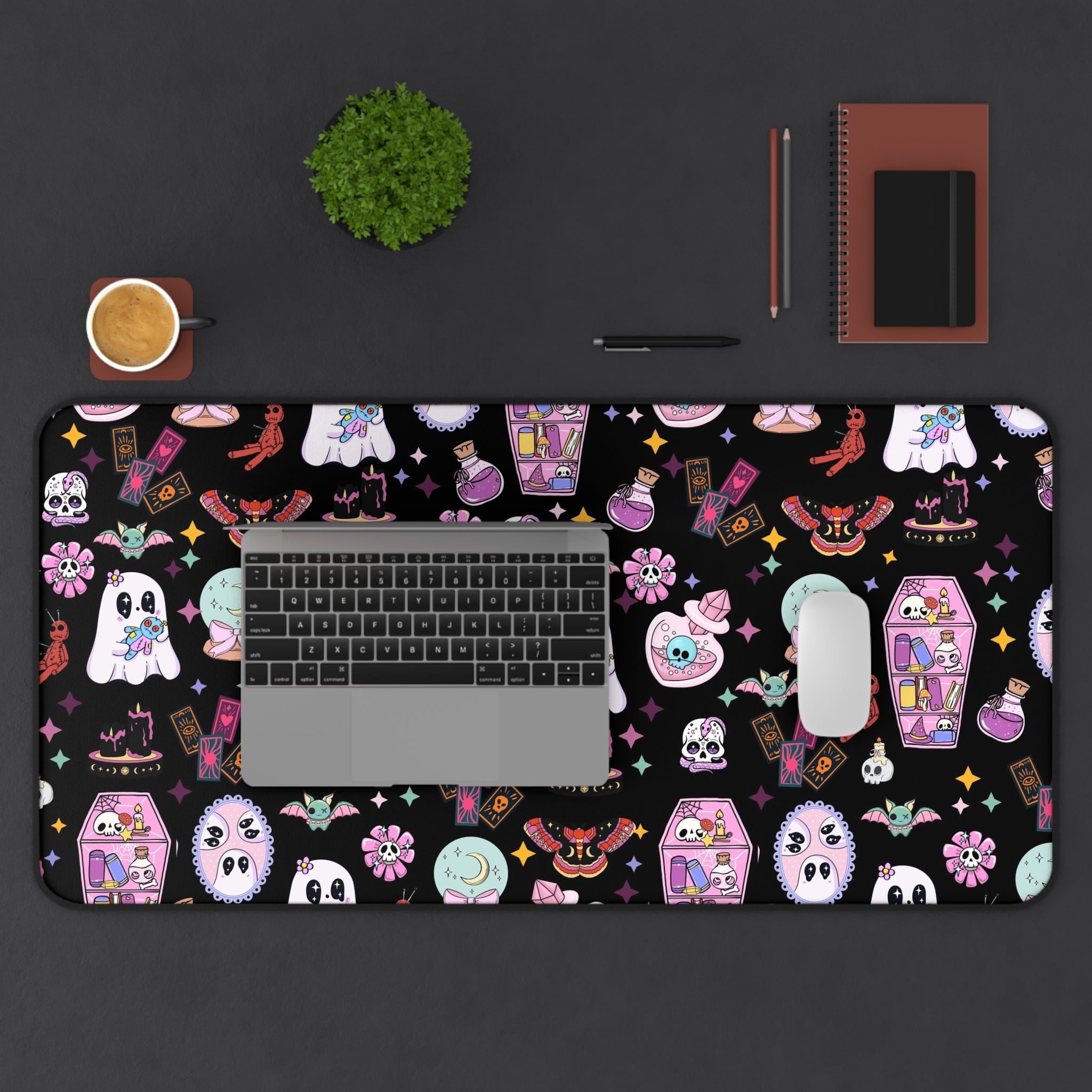 Cute Witchy Spooky Ghosts Desk Mat