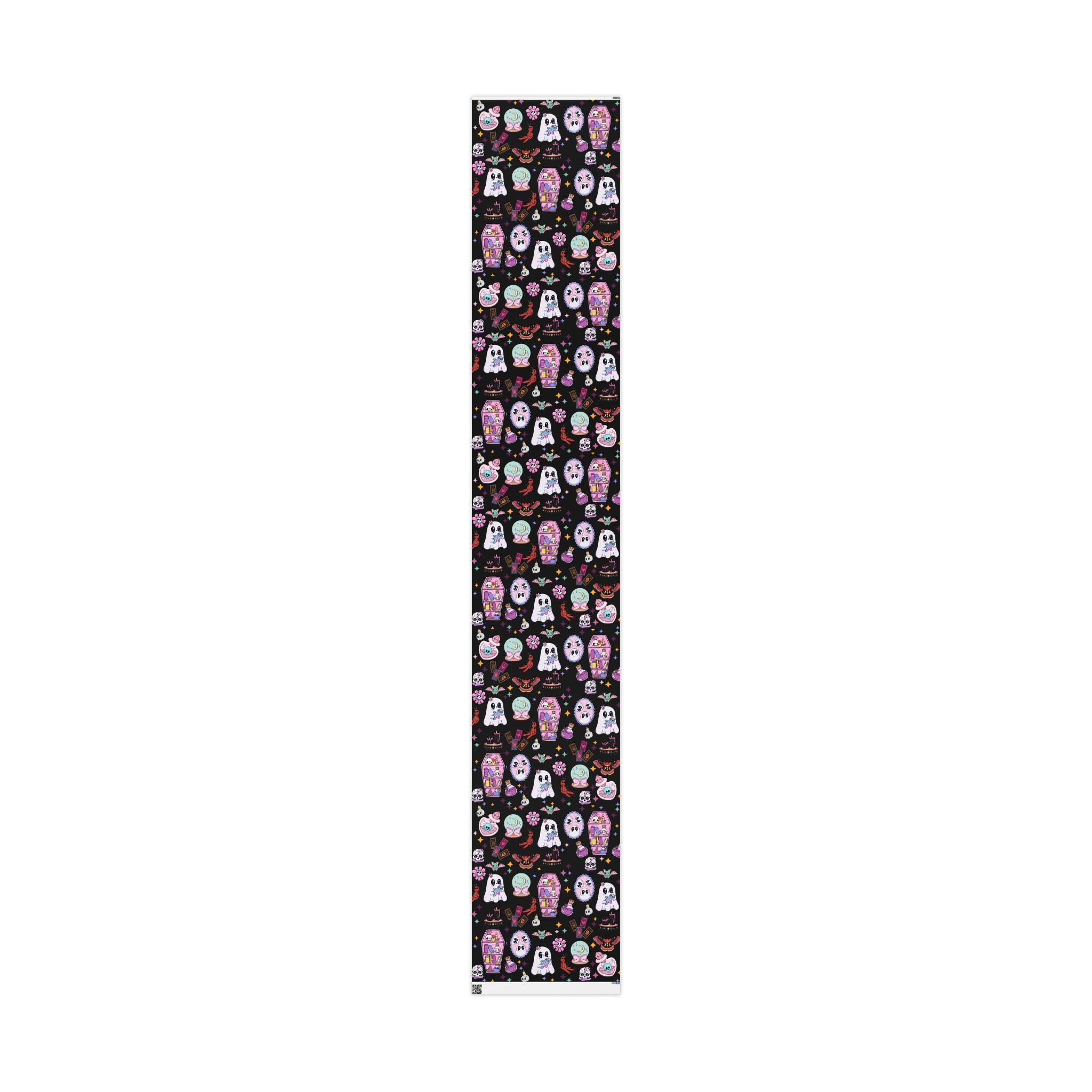 Tarot Witch Wrapping Paper Roll – Mystical Black Gift Wrap with Crystals, Cards & Stars