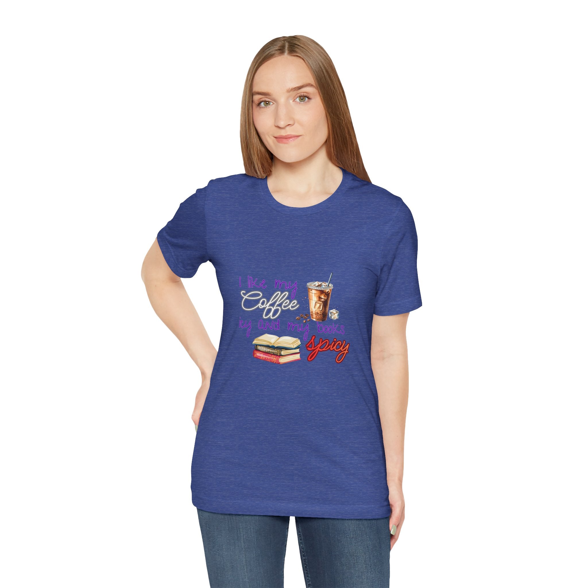 T-Shirt — "I Like My Coffee Icy and My Books Spicy" Graphic Tee (Coffee & Book Lovers)